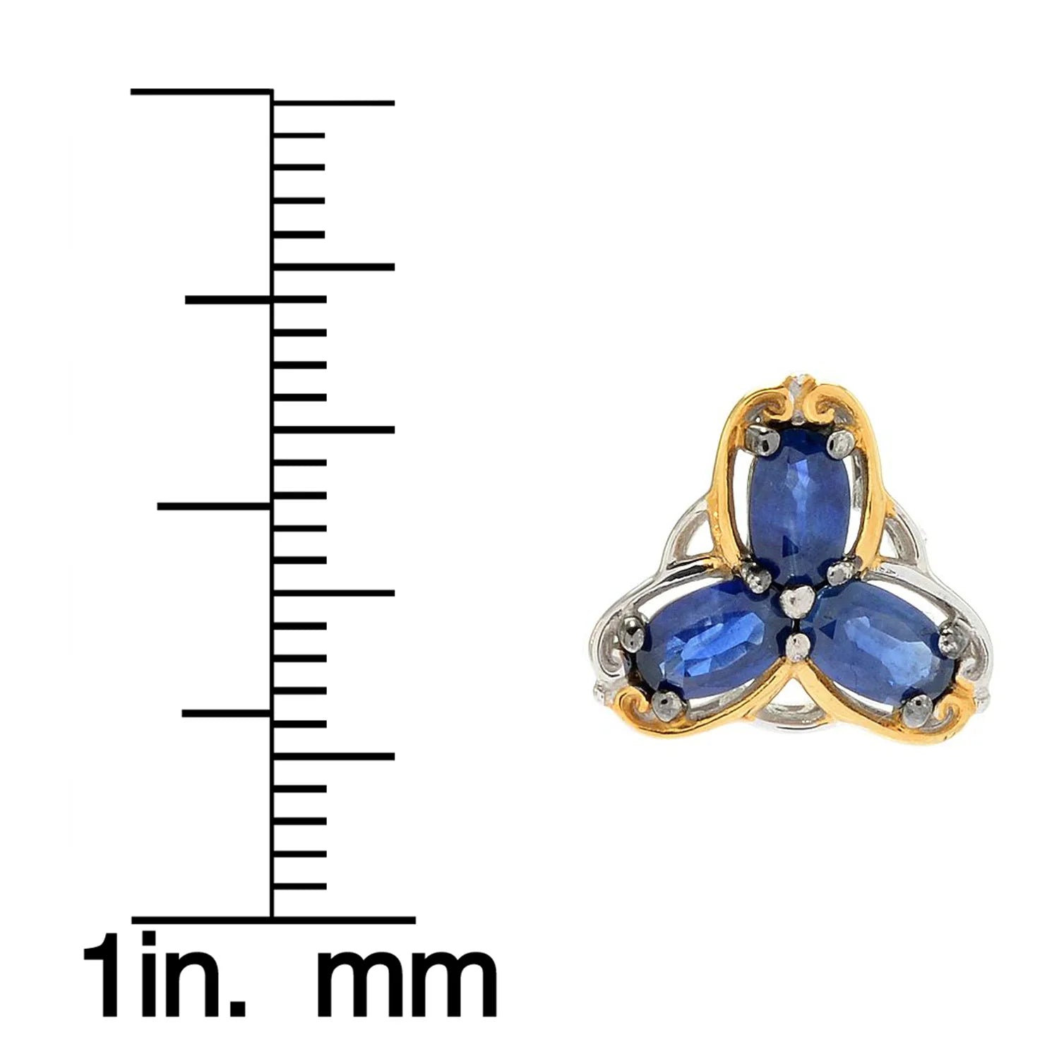 Gems en Vogue 1.80ctw Royal Blue Sapphire 3-Stone Stud Earrings