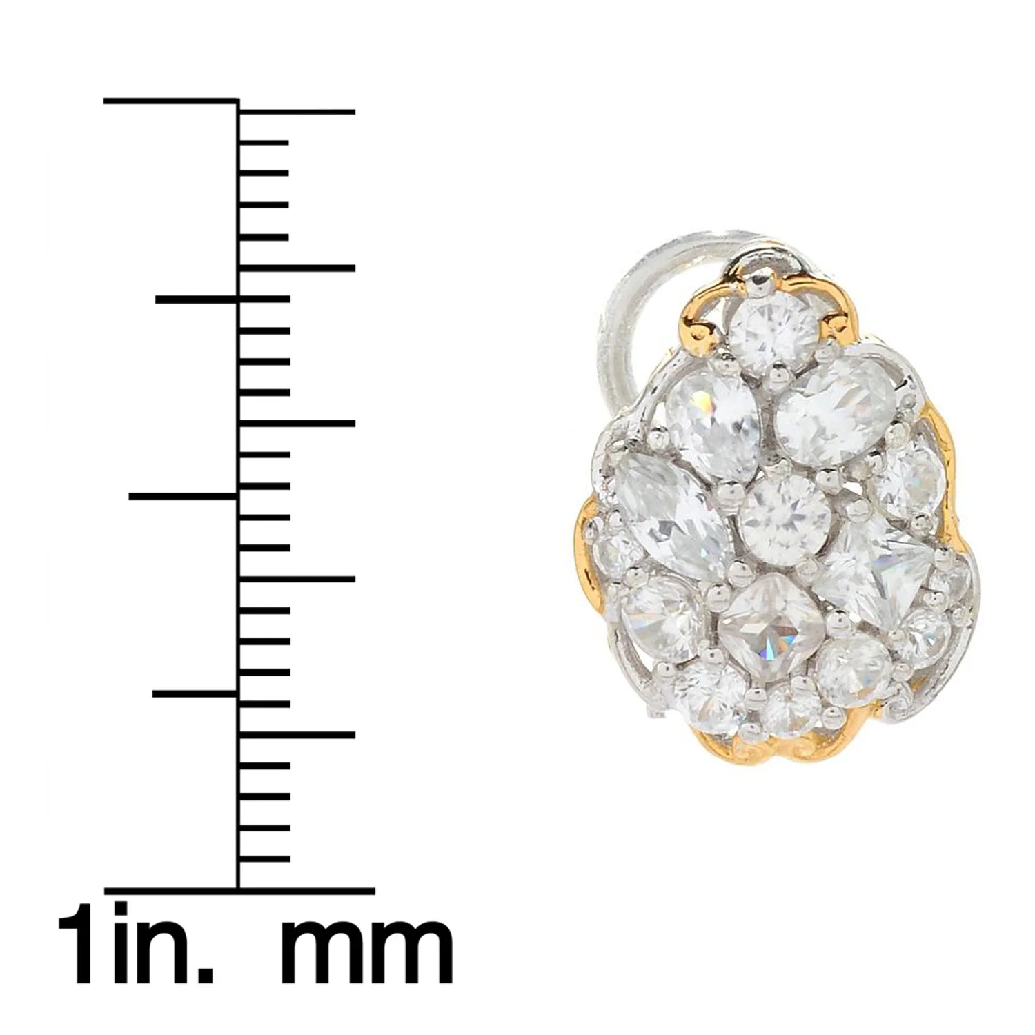 Gems en Vogue 3.97ctw Multi Shape White Zircon Cluster Stud Earrings