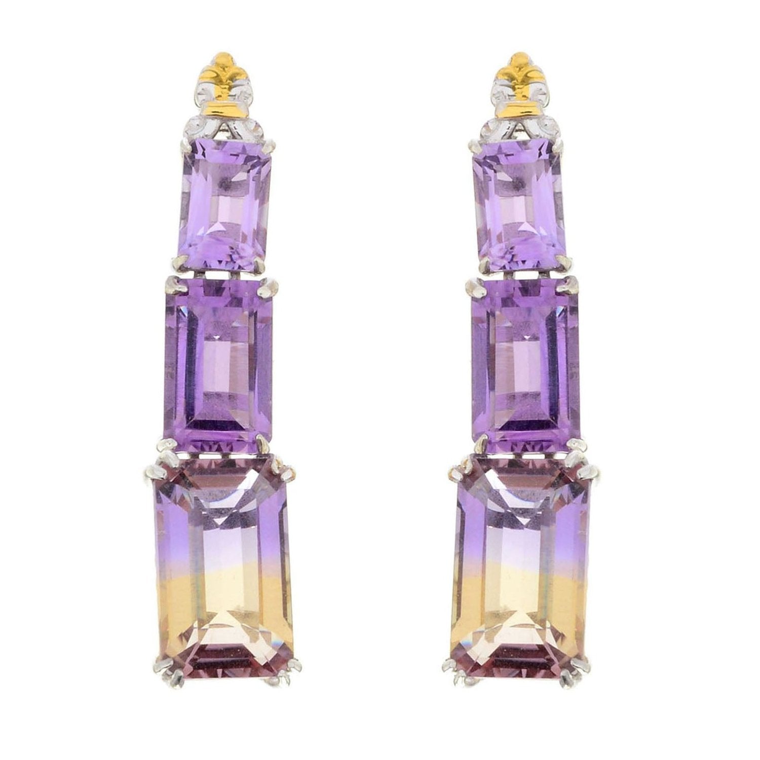 Gems en Vogue 7.10ctw Ametrine & Choice of Gemstone Drop Earrings