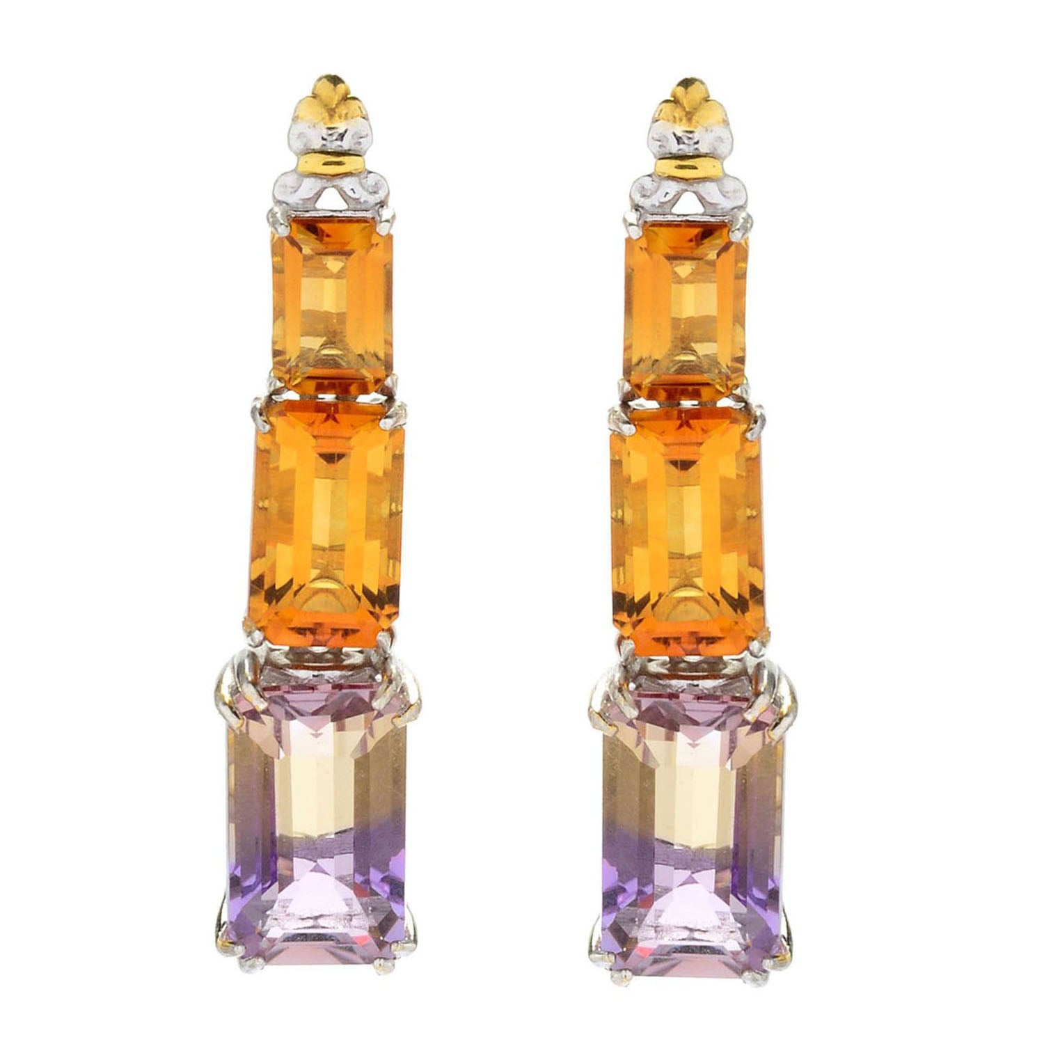 Gems en Vogue 7.10ctw Ametrine & Choice of Gemstone Drop Earrings