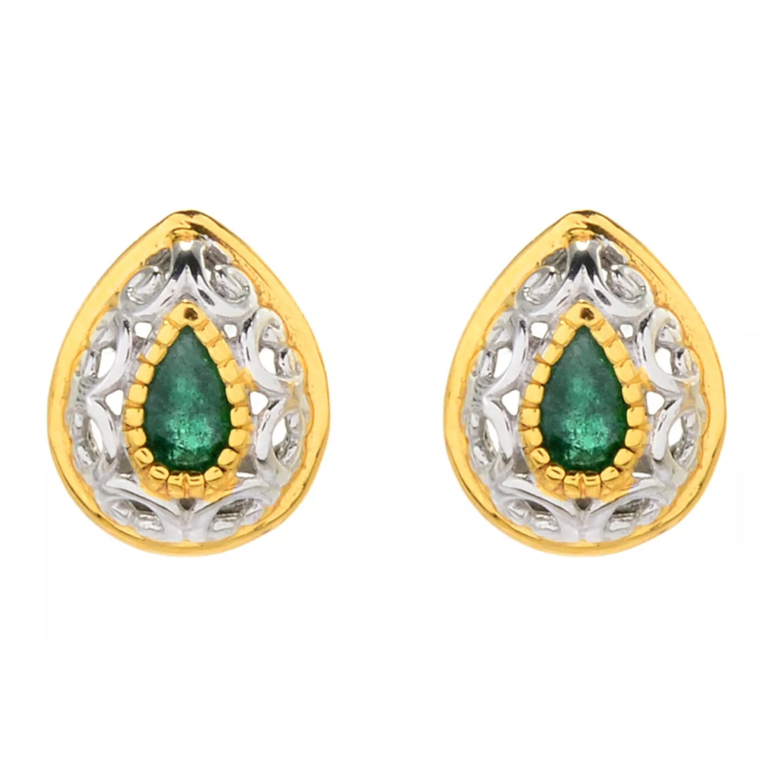 Gems en Vogue 0.32-0.46ctw Zambian Emerald Choice of Shape Stud Earrings