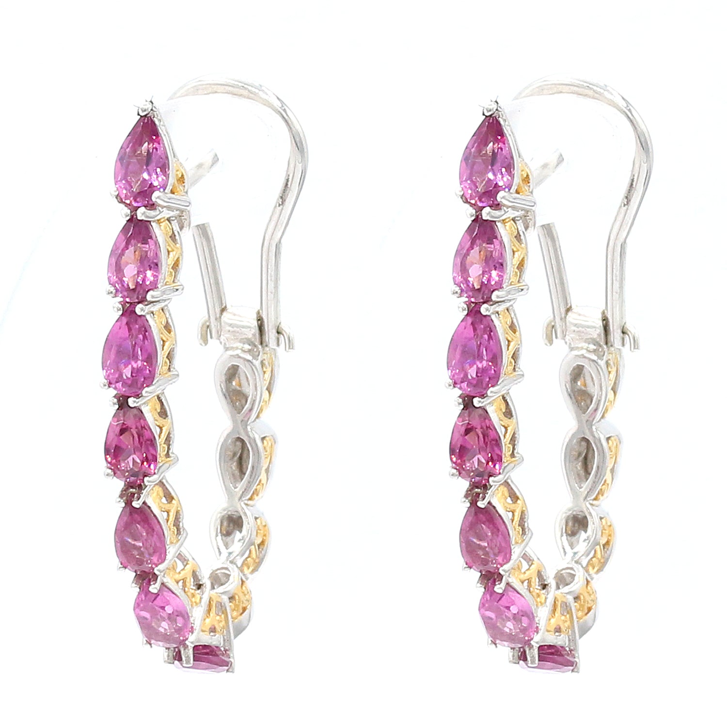 Gems en Vogue 4.06ctw Pear Shaped Purple Garnet Hoop Earrings