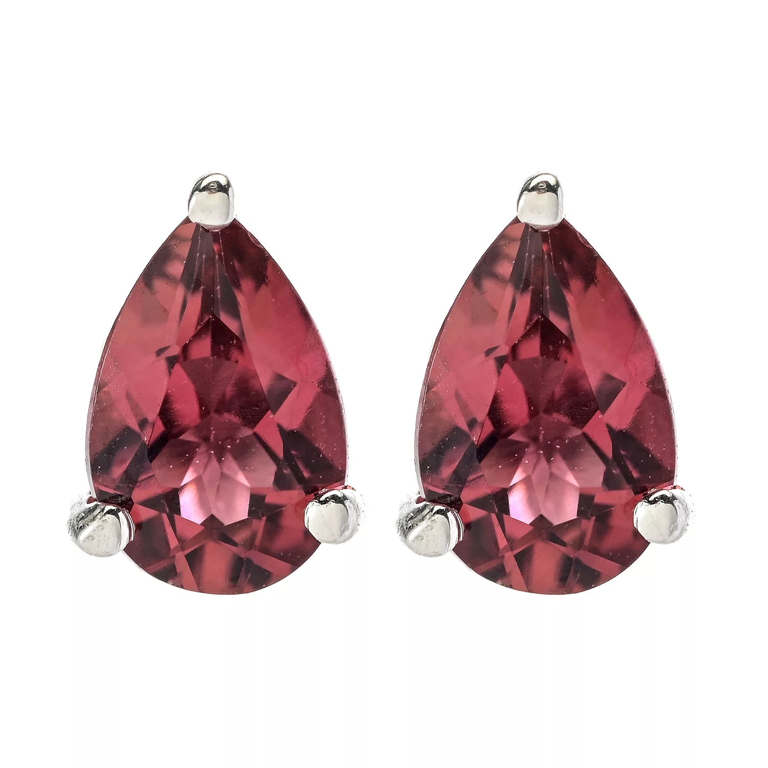 Gems en Vogue 0.70ctw Pear Shaped Pink Tourmaline Stud Earrings