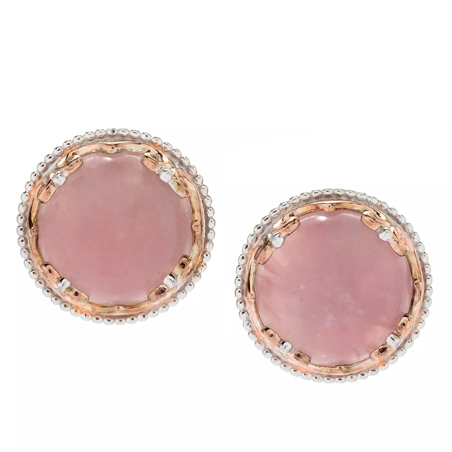 Gems en Vogue Dark Rose Quartz Stud Earrings