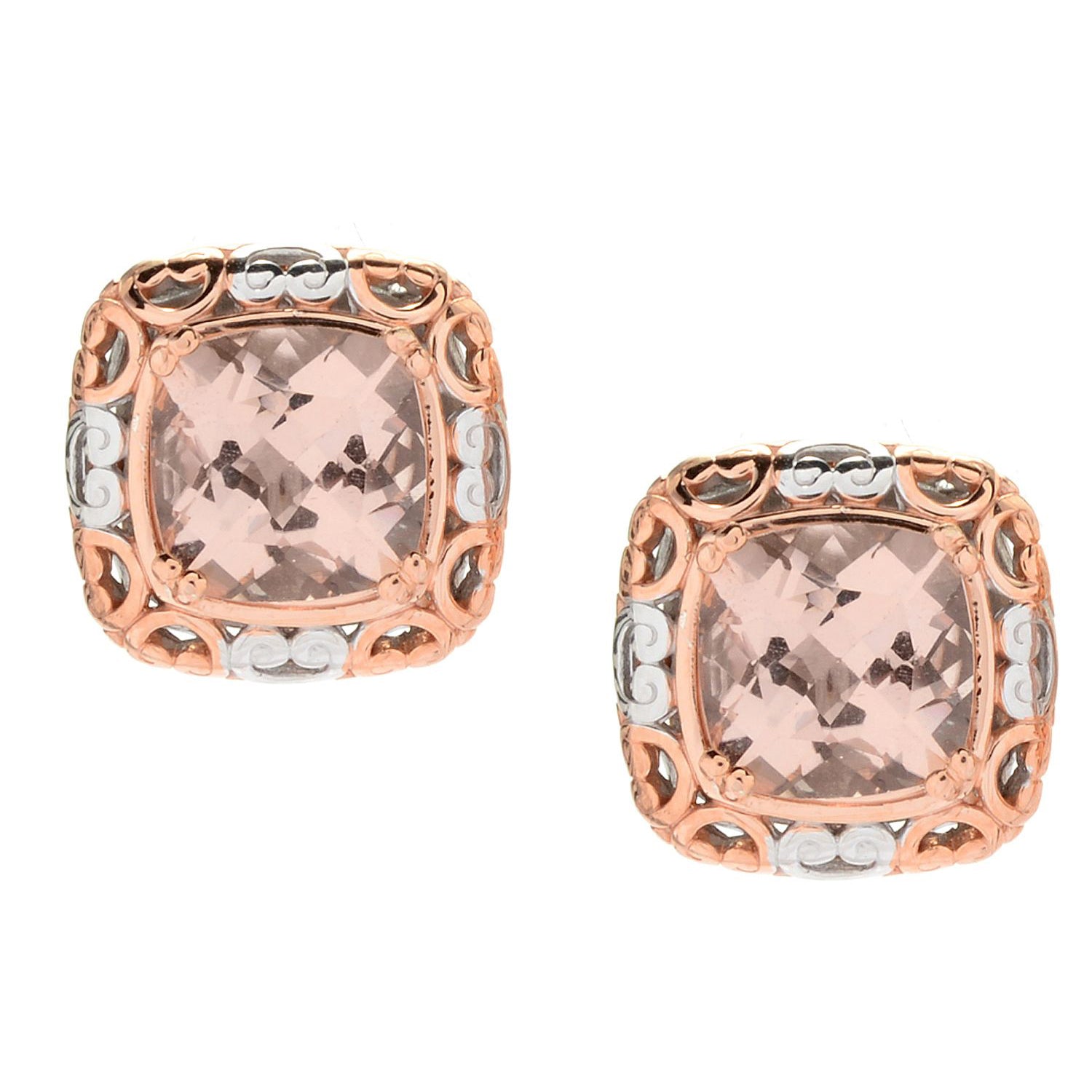 Gems en Vogue 5.50ctw Peach Morganite Stud Earrings