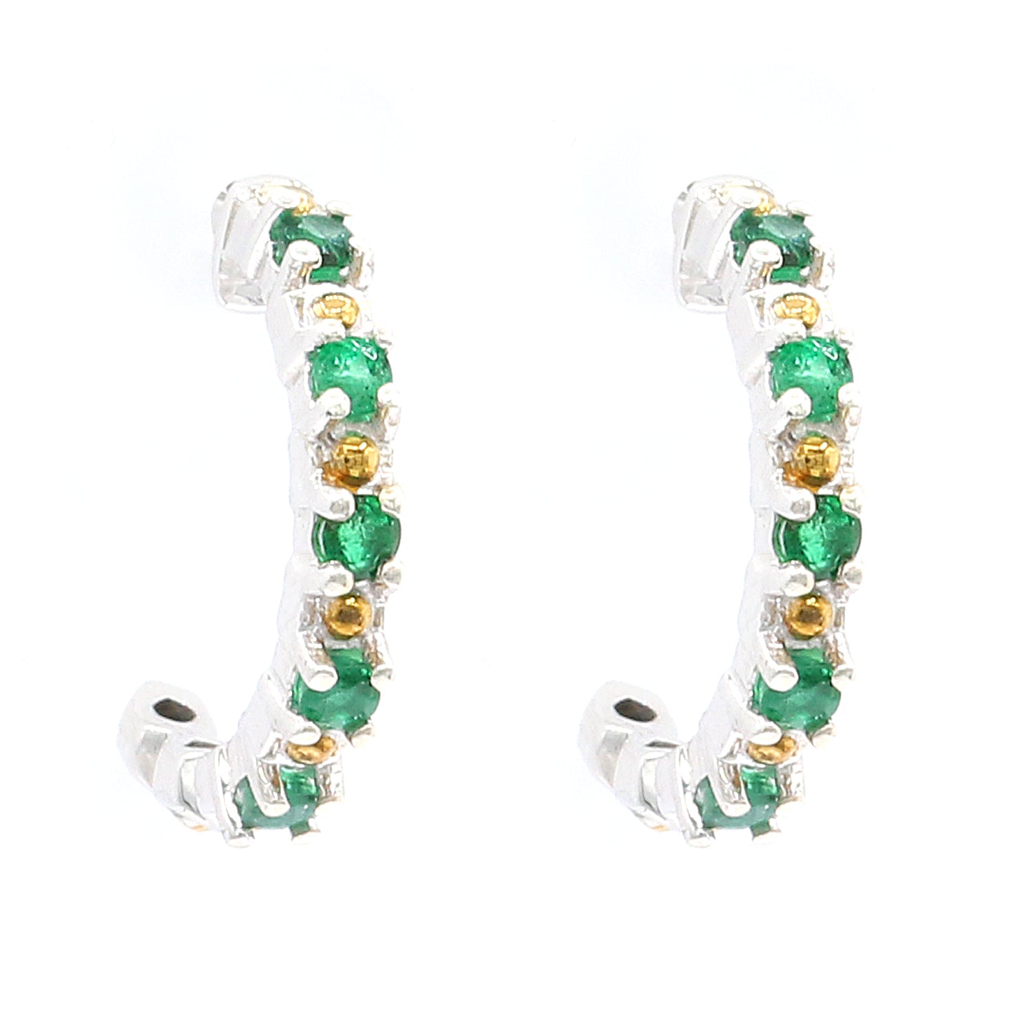 Gems en Vogue 0.40ctw Zambian Emerald Huggie Hoop Earrings