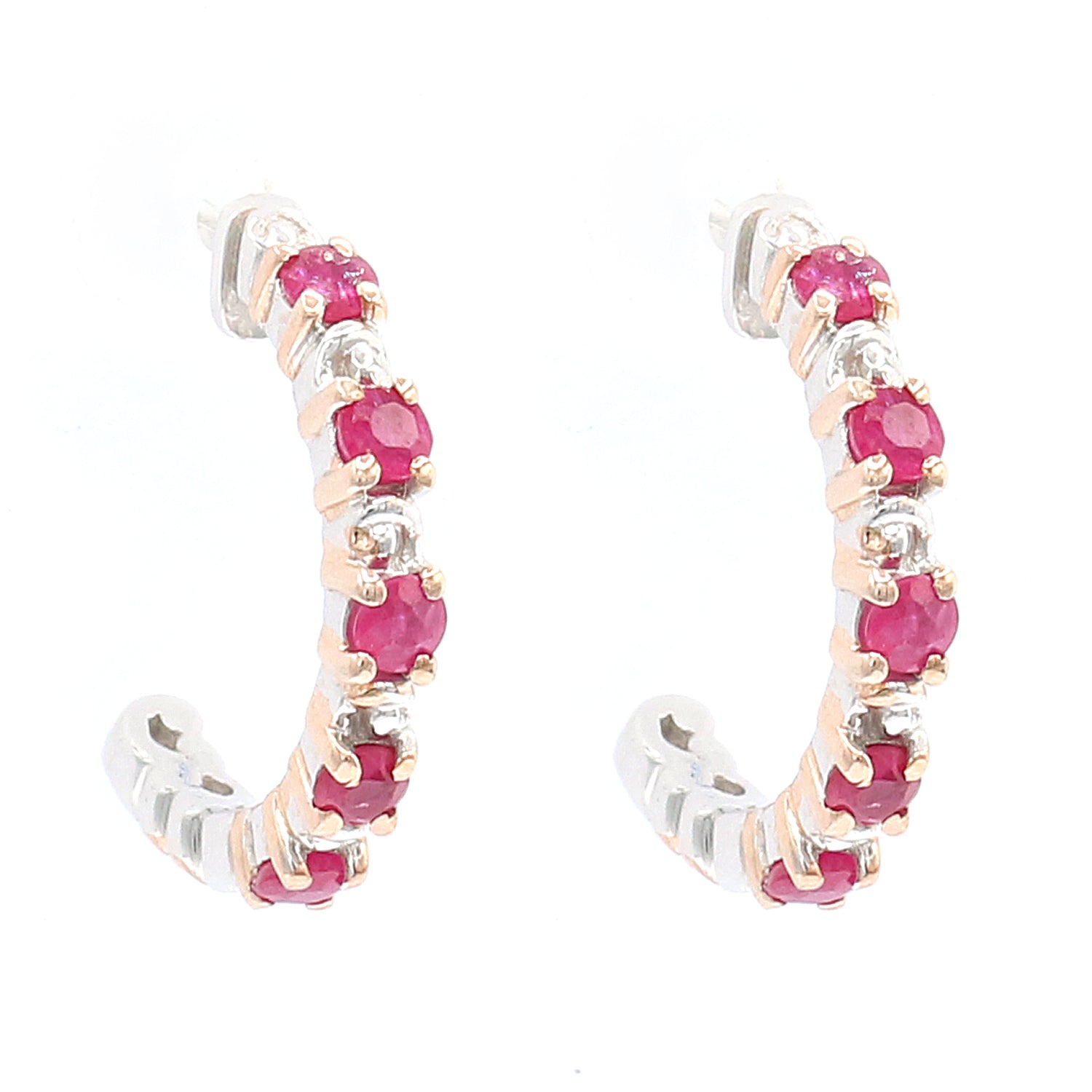 Gems en Vogue 0.40ctw Ruby Huggie Hoop Earrings