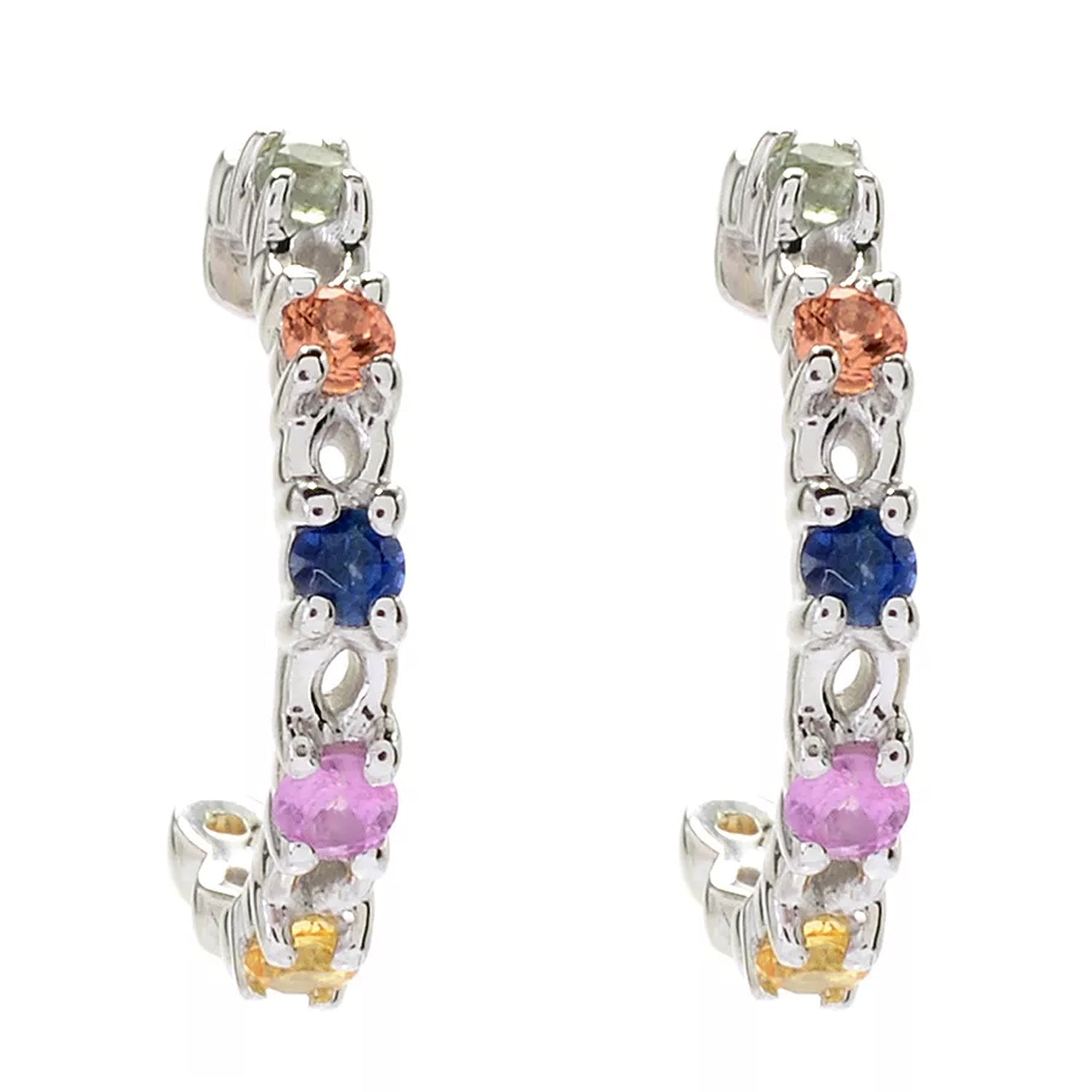 Gems en Vogue 0.50ctw Multi Sapphire Huggie Hoop Earrings
