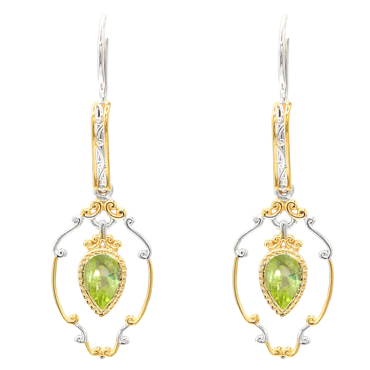 Gems en Vogue 2.54ctw Peridot Drop Earrings