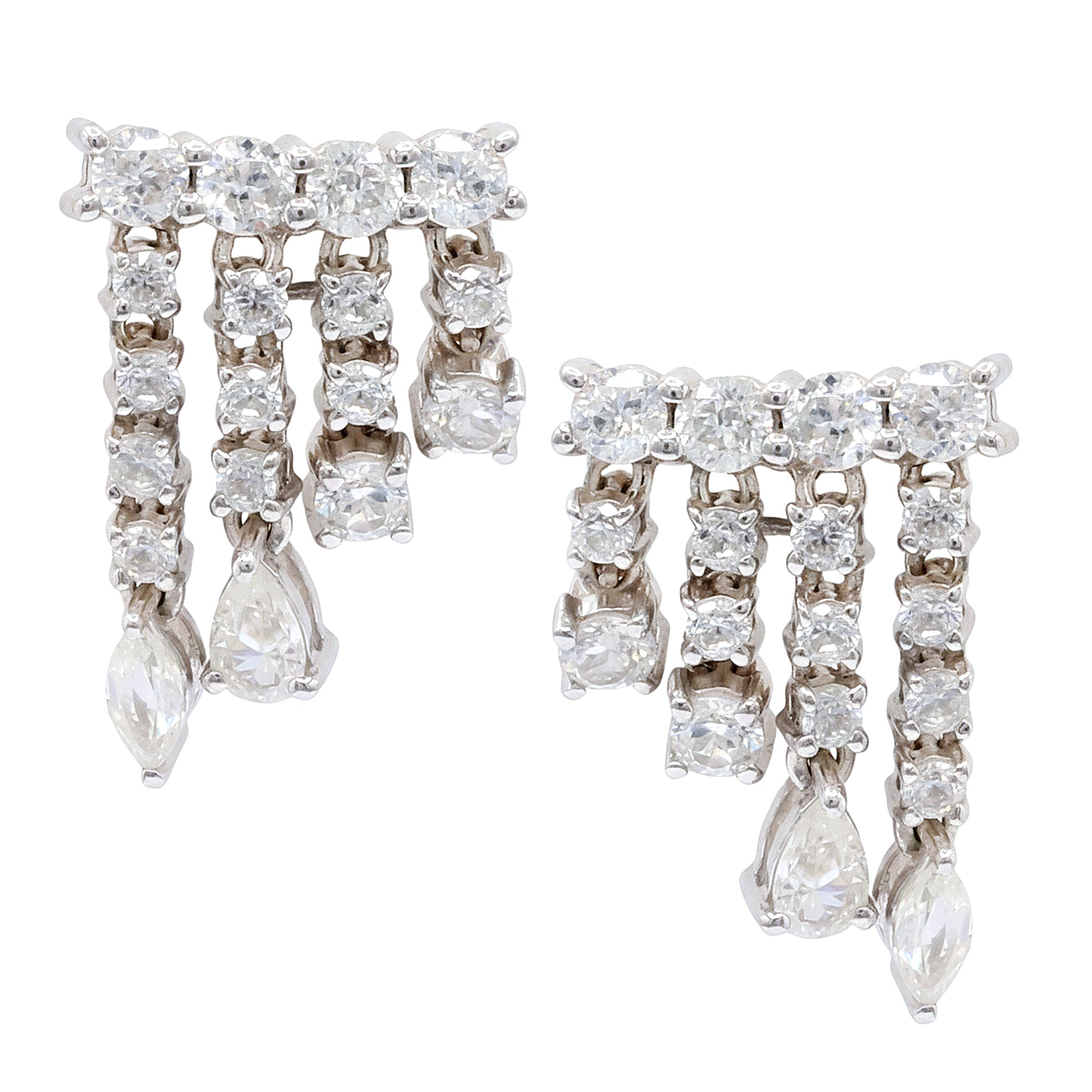 Hall of Jewels 4.18ctw White Zircon Fringe Style Earrings