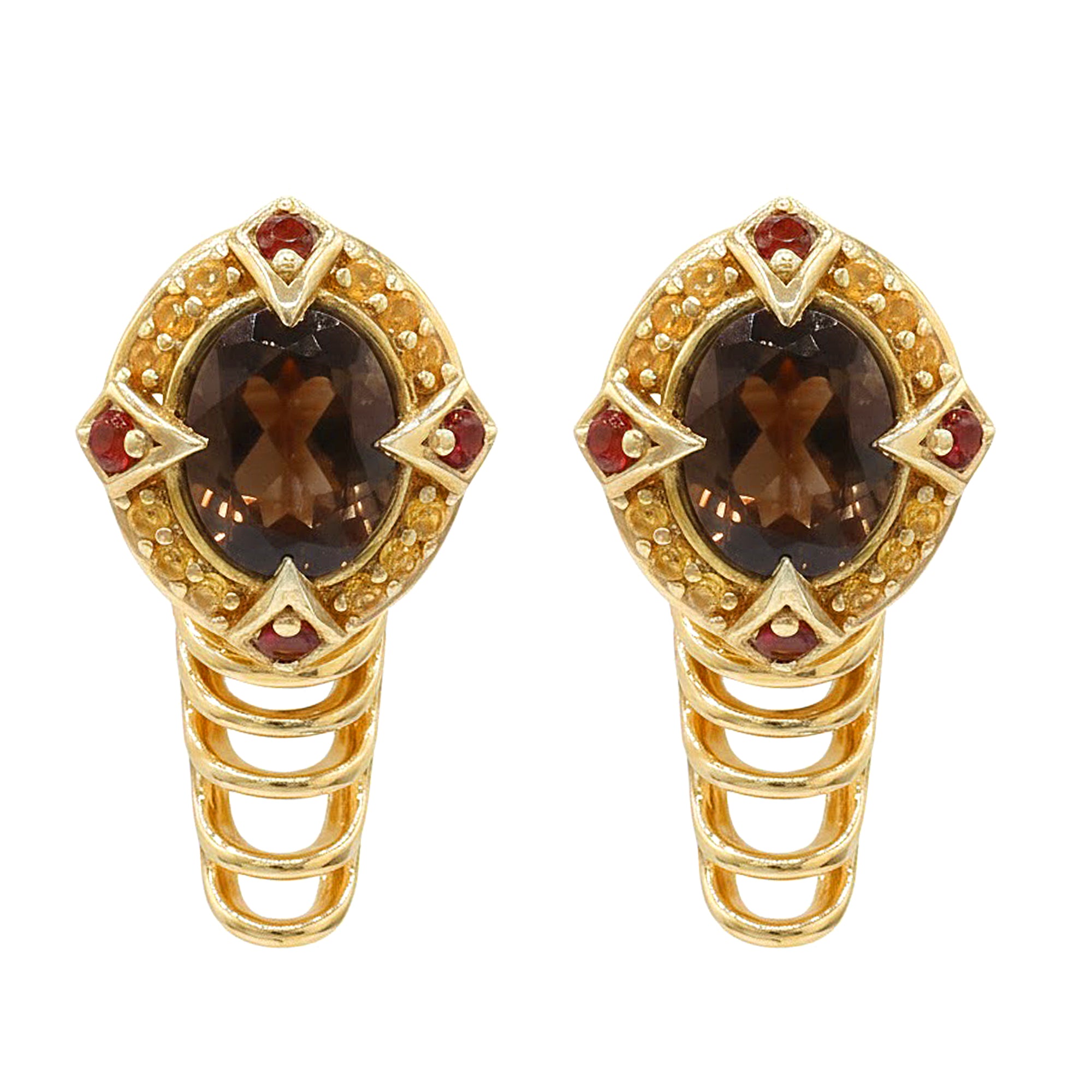 Hall of Jewels 3.60ctw Smoky Quartz & Citrine Earrings