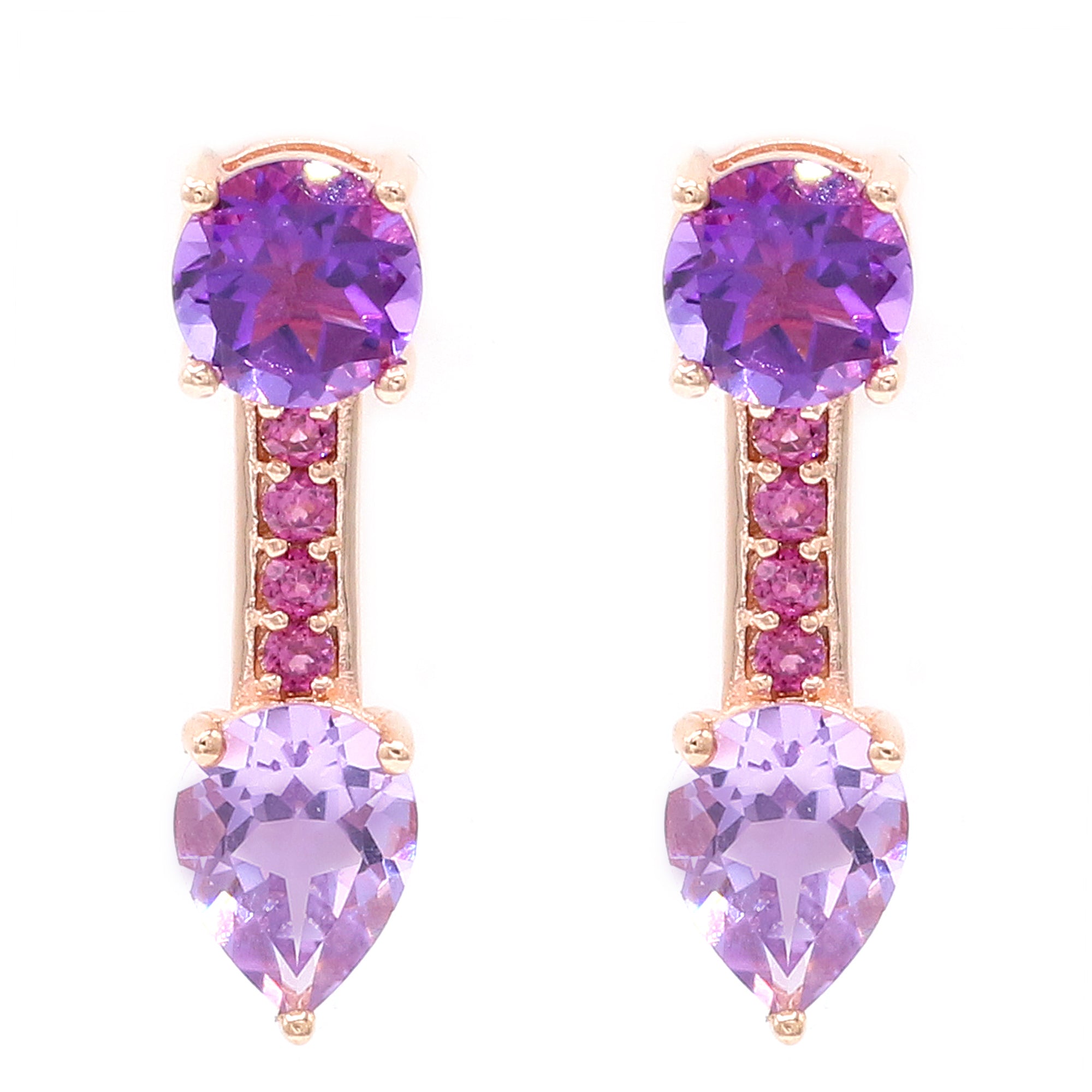 Hall of Jewels 5.02ctw Shades of Purple Multi Gemstones Earrings