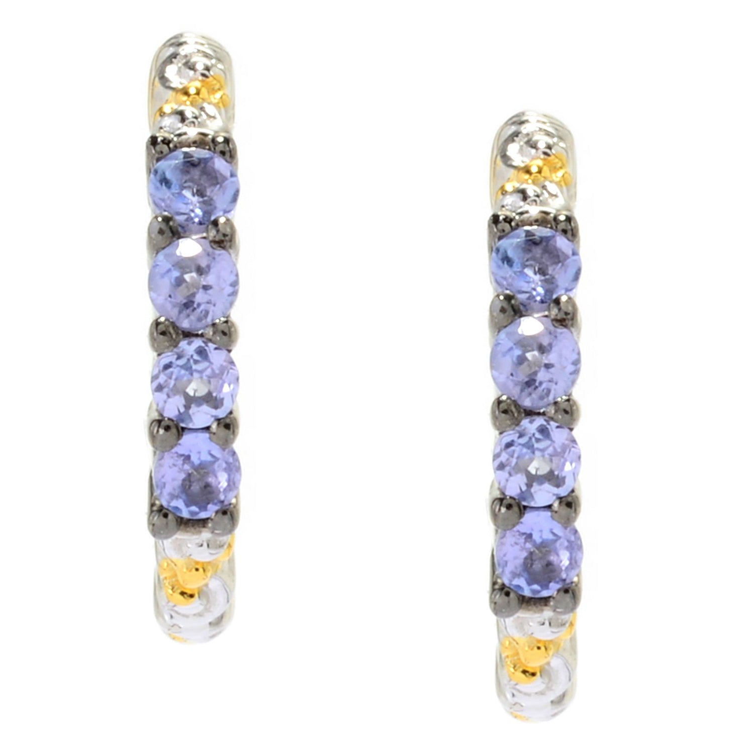 Gems en Vogue 0.32ctw Tanzanite Huggy Hoop Earrings