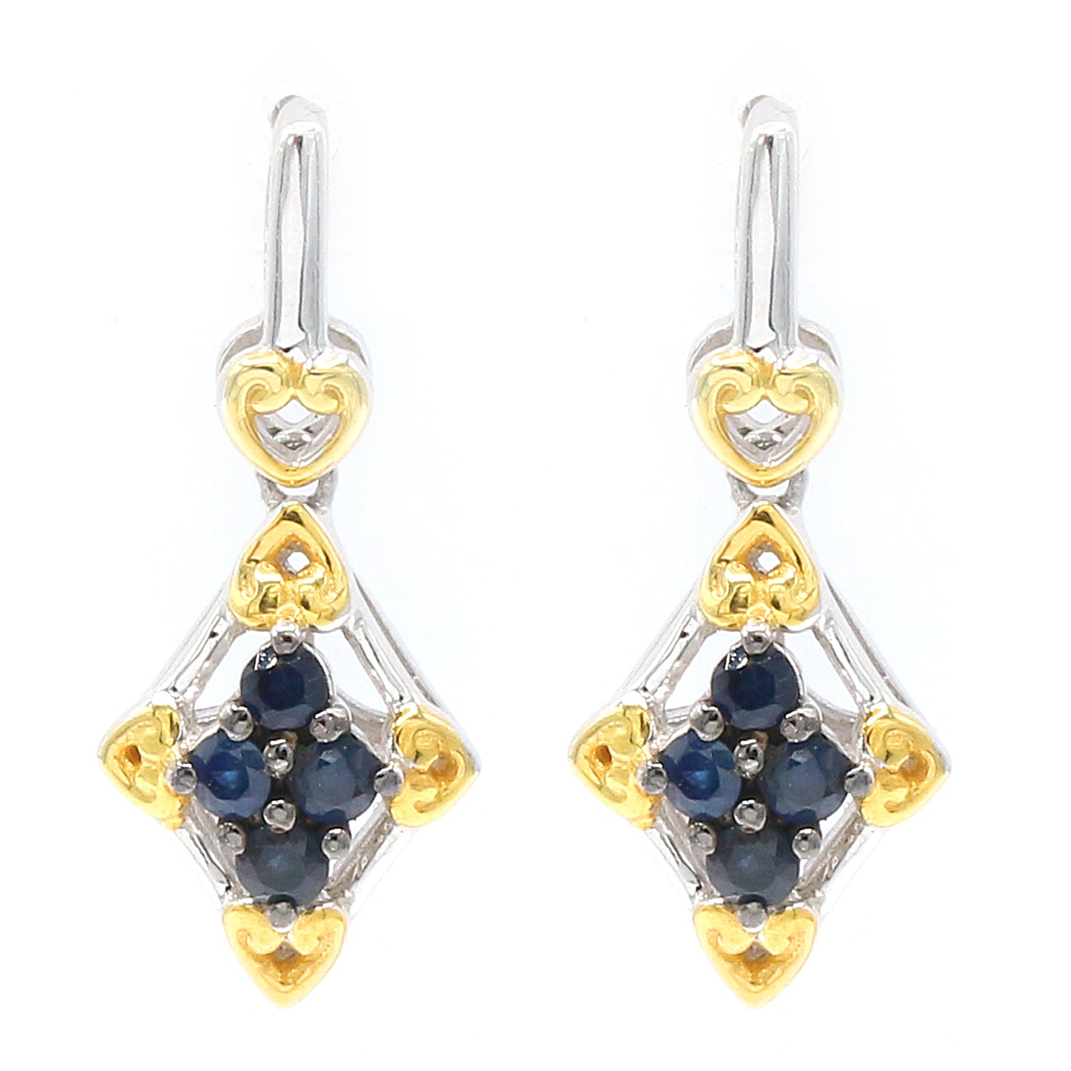Gems en Vogue 0.24ctw Blue Sapphire Diamond Shape Earrings