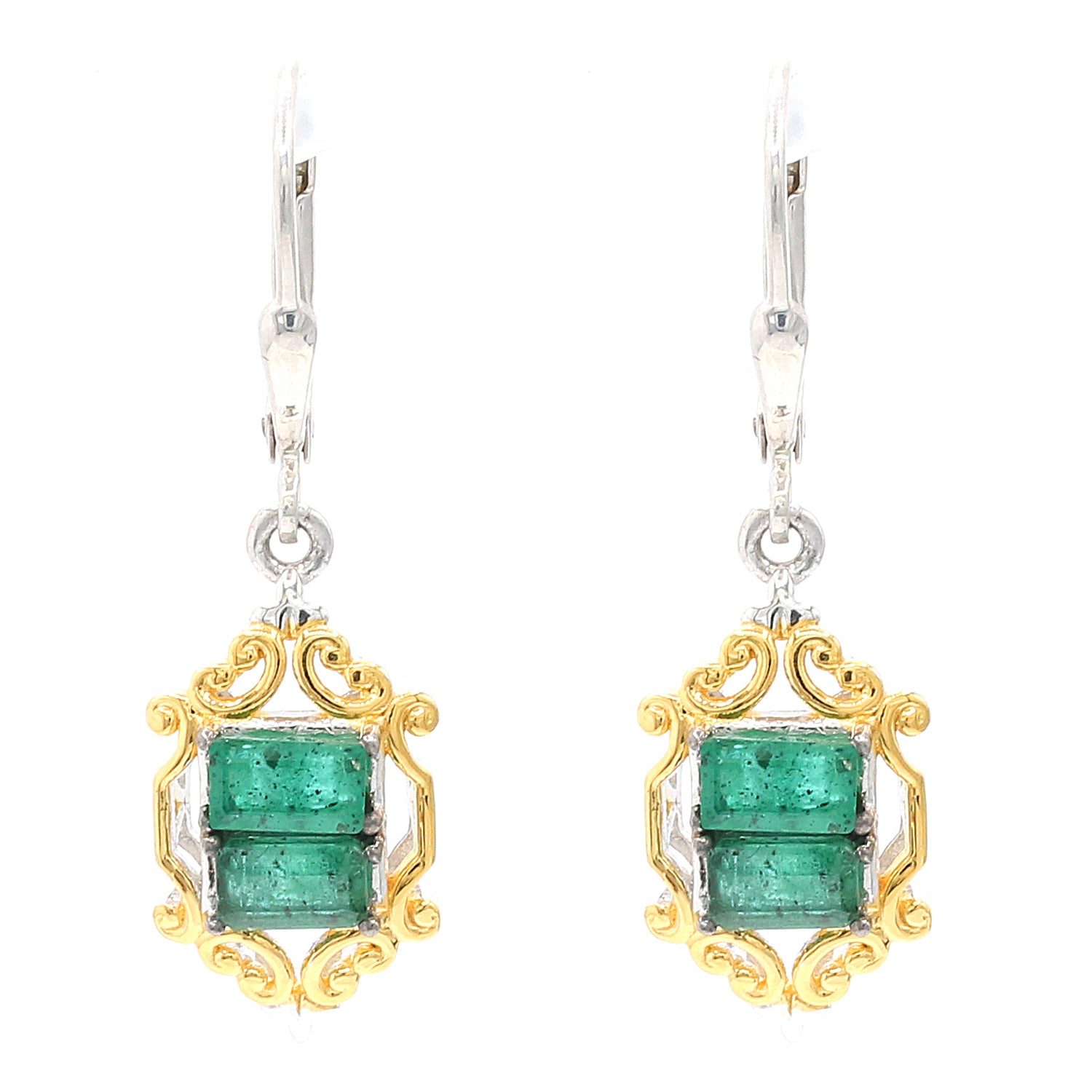 Gems en Vogue 1.20ctw Emerald Drop Earrings