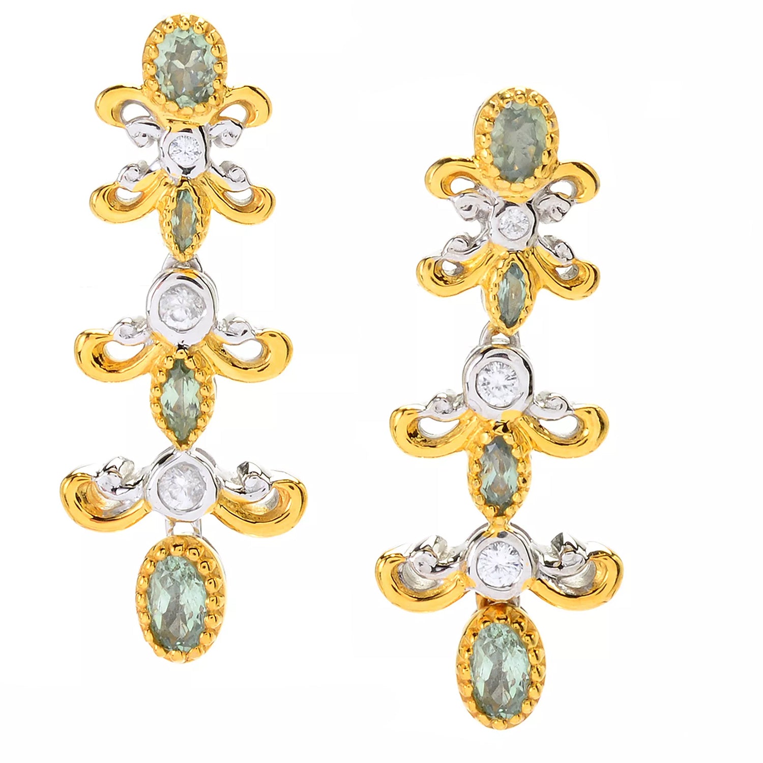 Gems en Vogue 1.31ctw Alexandrite & White Zircon Drop Earrings