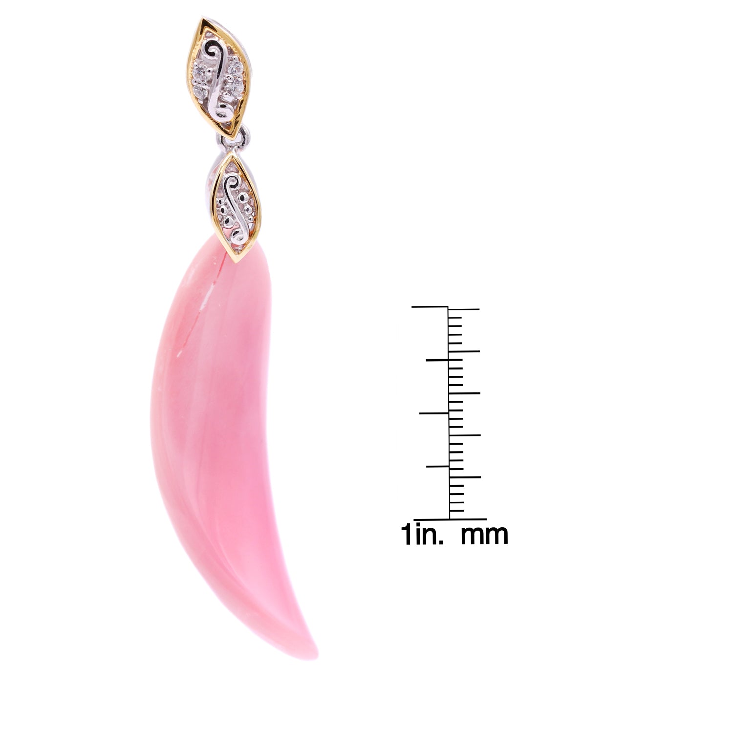 Gems en Vogue Pink Conch Shell & White Zircon Drop Earrings