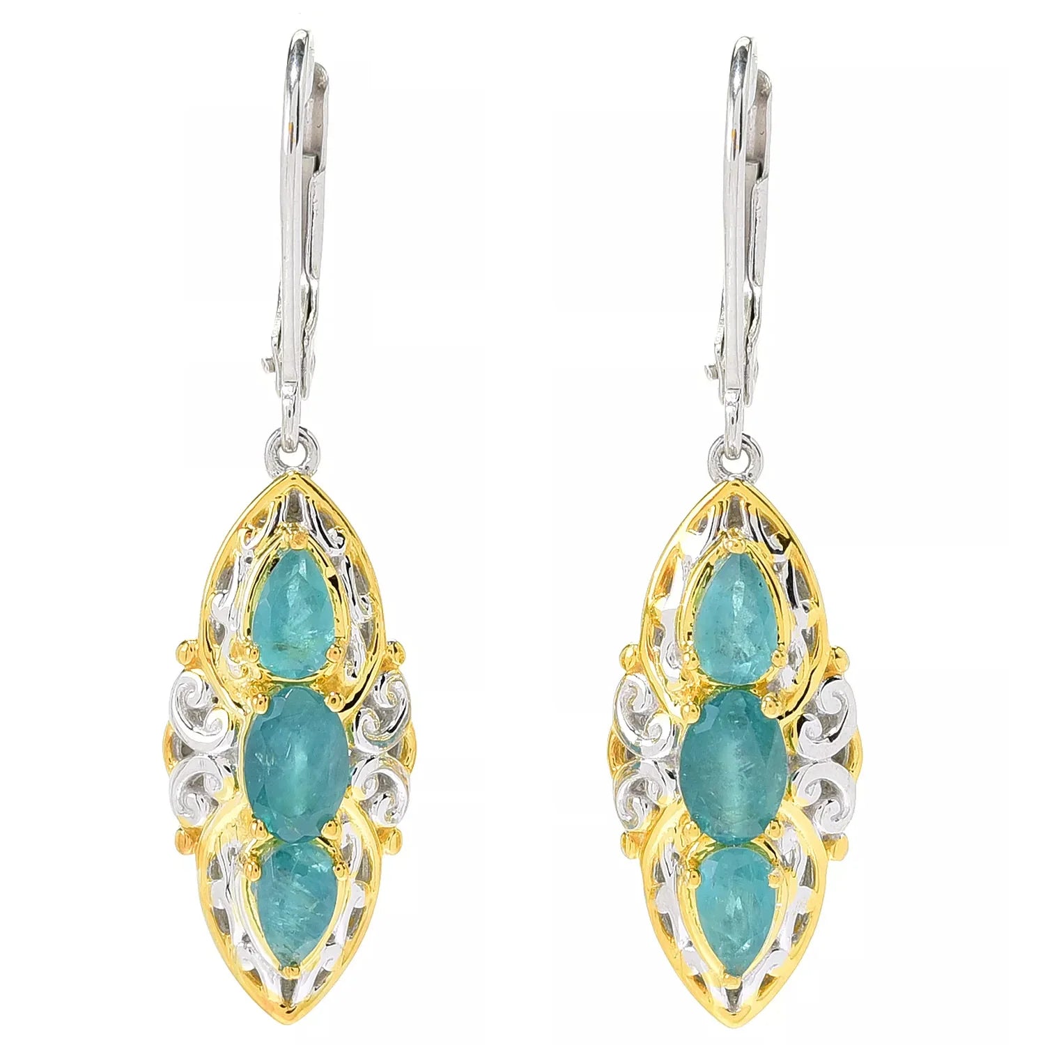 Gems en Vogue 1.80ctw Grandidierite Drop Earrings