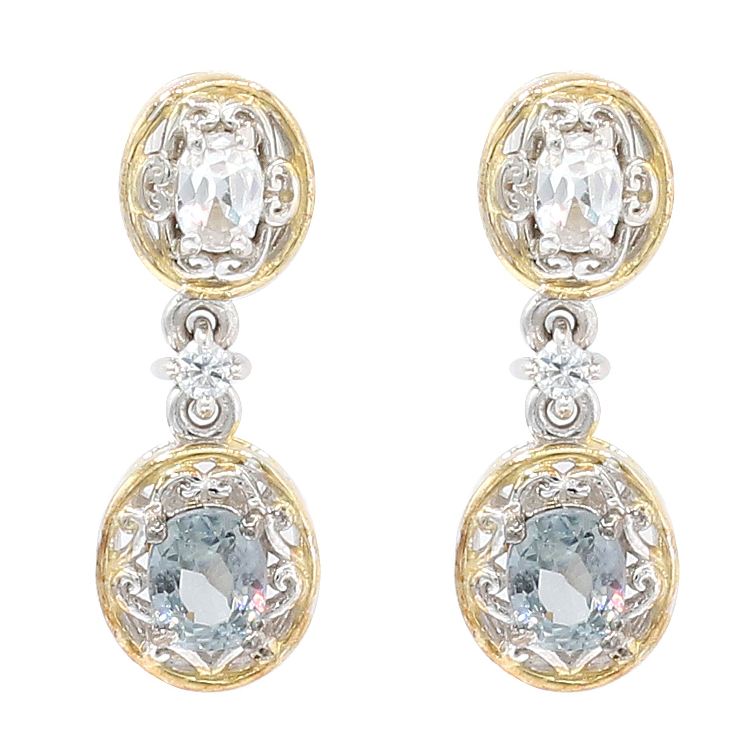 Gems en Vogue 1.40ctw Grey Spinel & White Zircon Drop Earrings