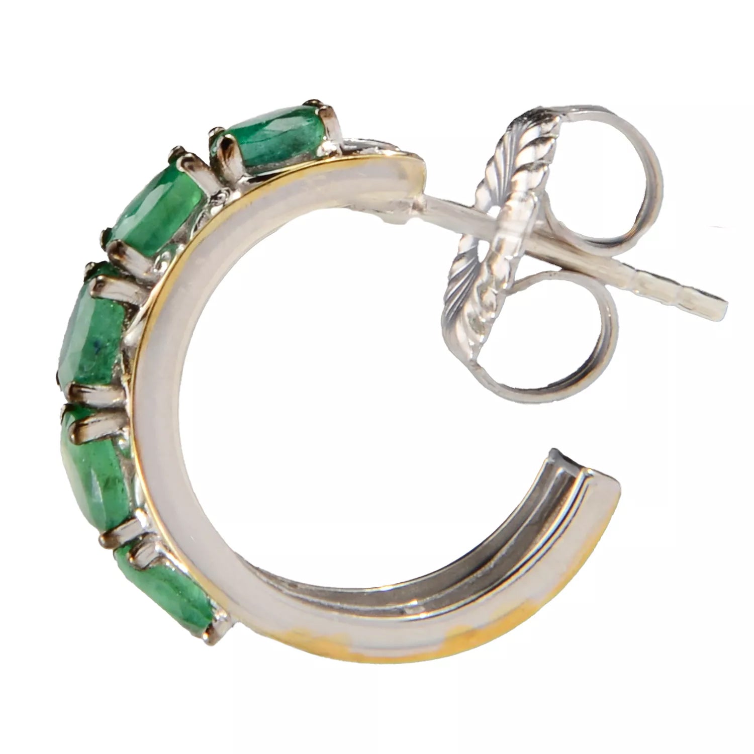 Gems en Vogue 1.28ctw Grizzly Emerald Hoop Earrings