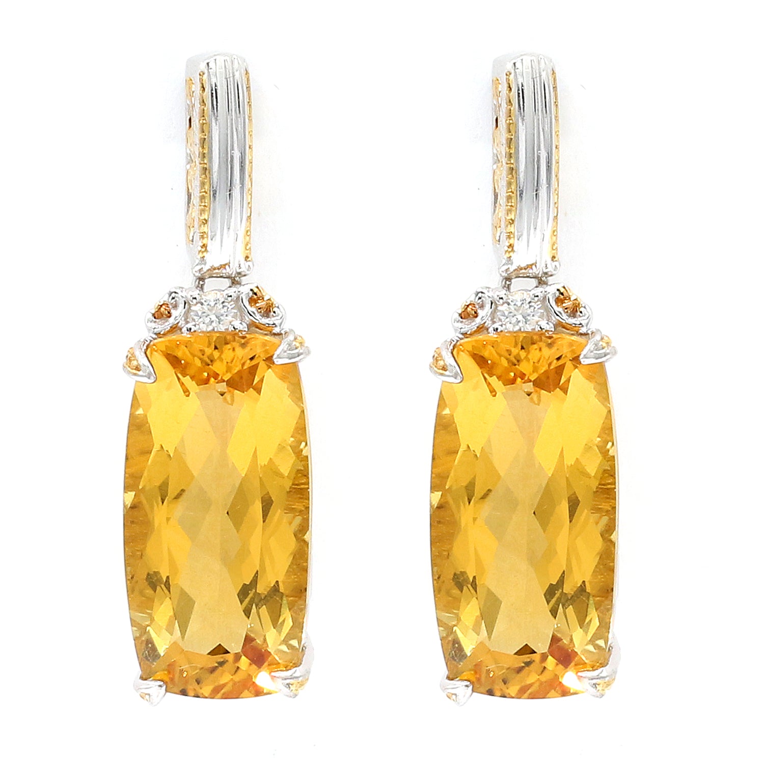Gems en Vogue 8.64ctw Ametista Citrine & White Zircon Drop Earrings
