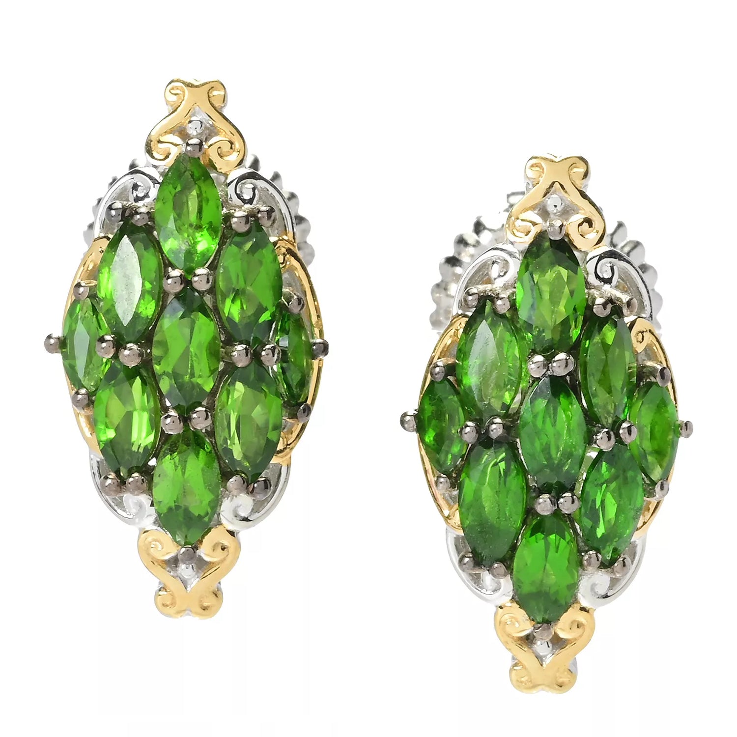 Gems en Vogue 2.60ctw Chrome Diopside Cluster Earrings