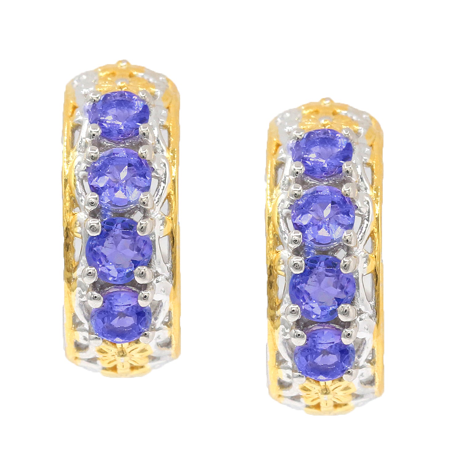 Gems en Vogue 0.90ctw Tanzanite Hoop Earrings