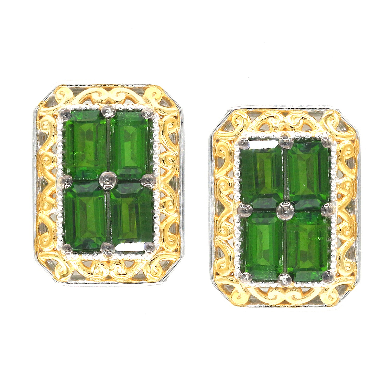 Gems en Vogue 2.35ctw Chrome Diopside Stud Earrings