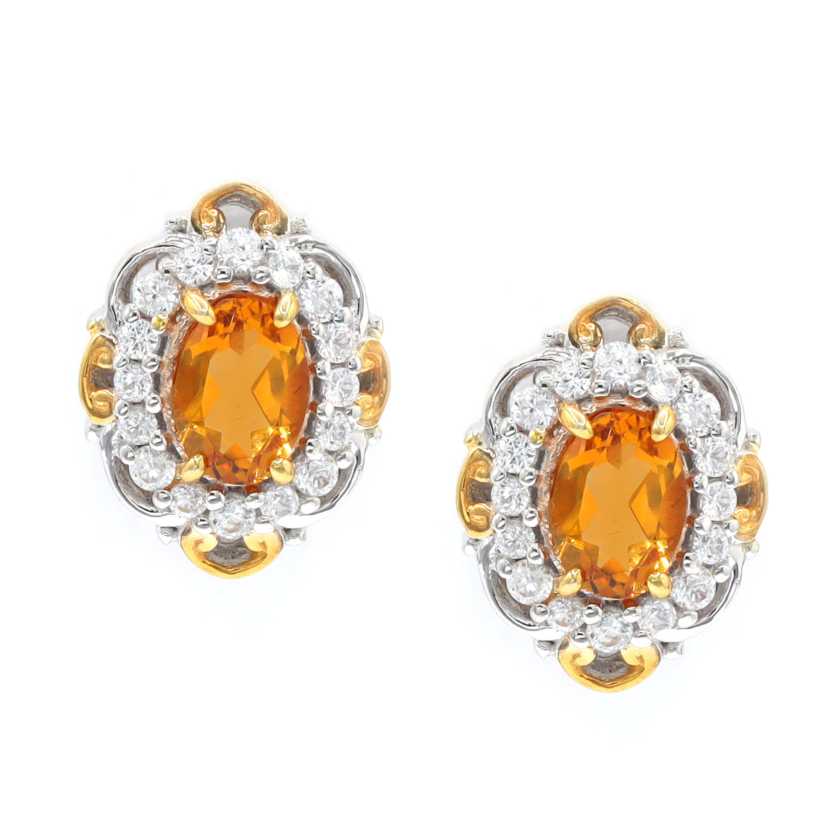 Boucles d'oreilles pendantes Gems en Vogue avec citrine taille briolette de 3,00 carats et zircons blancs