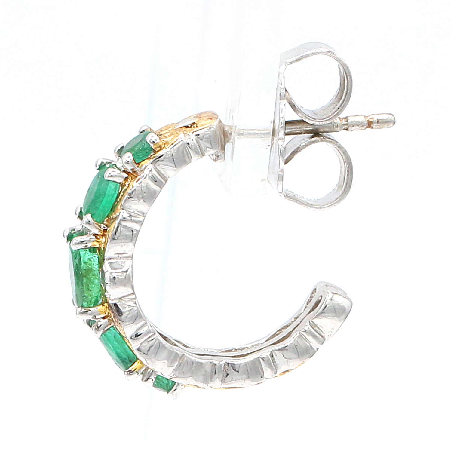 Gems en Vogue 1.30ctw Emerald Hoop Earrings