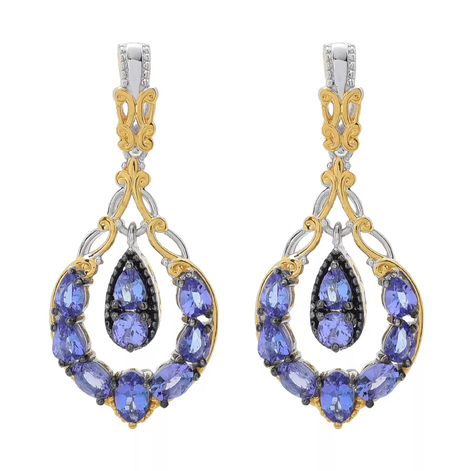 Gems en Vogue 2.92ctw Tanzanite Drop Earrings