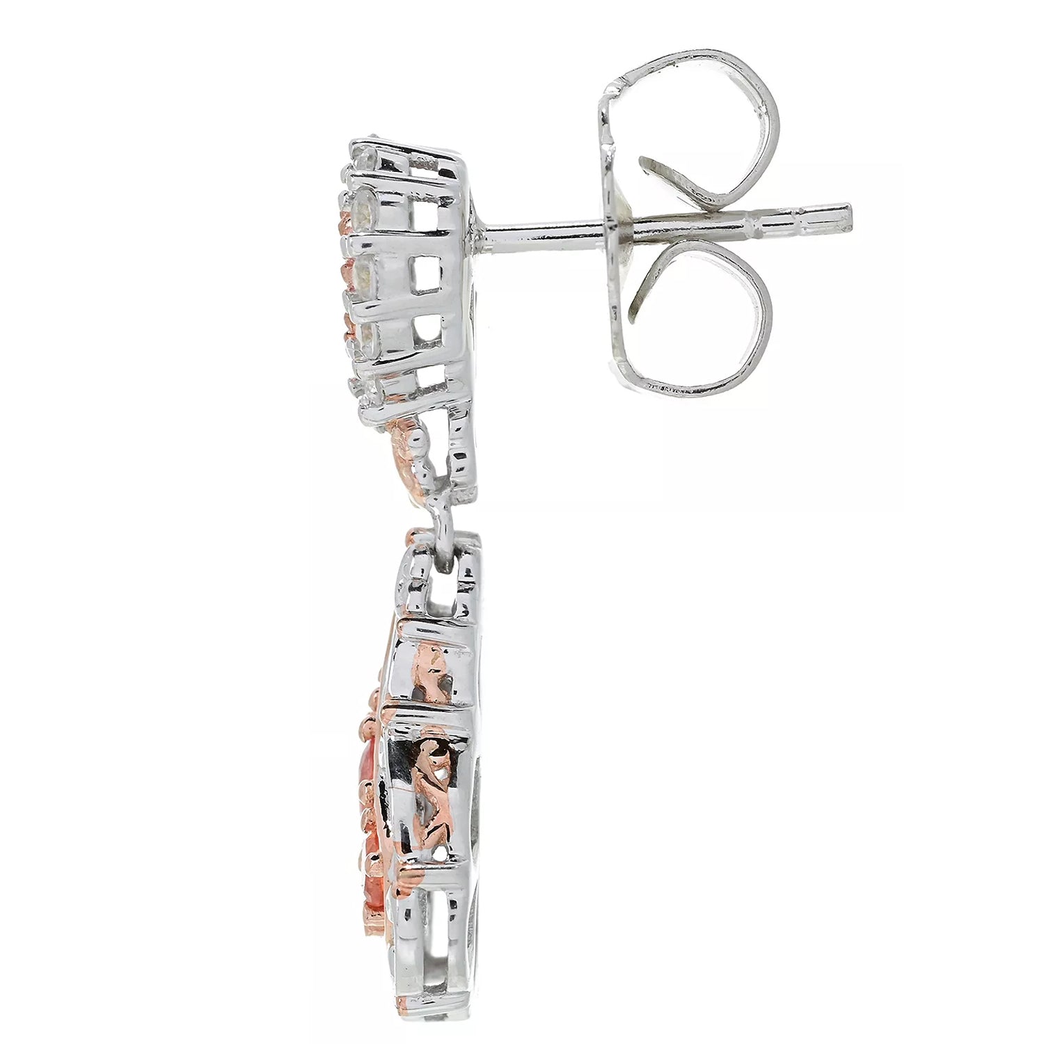 Gems en Vogue 1.62ctw Songea Salmon Sapphire & Zircon Earrings