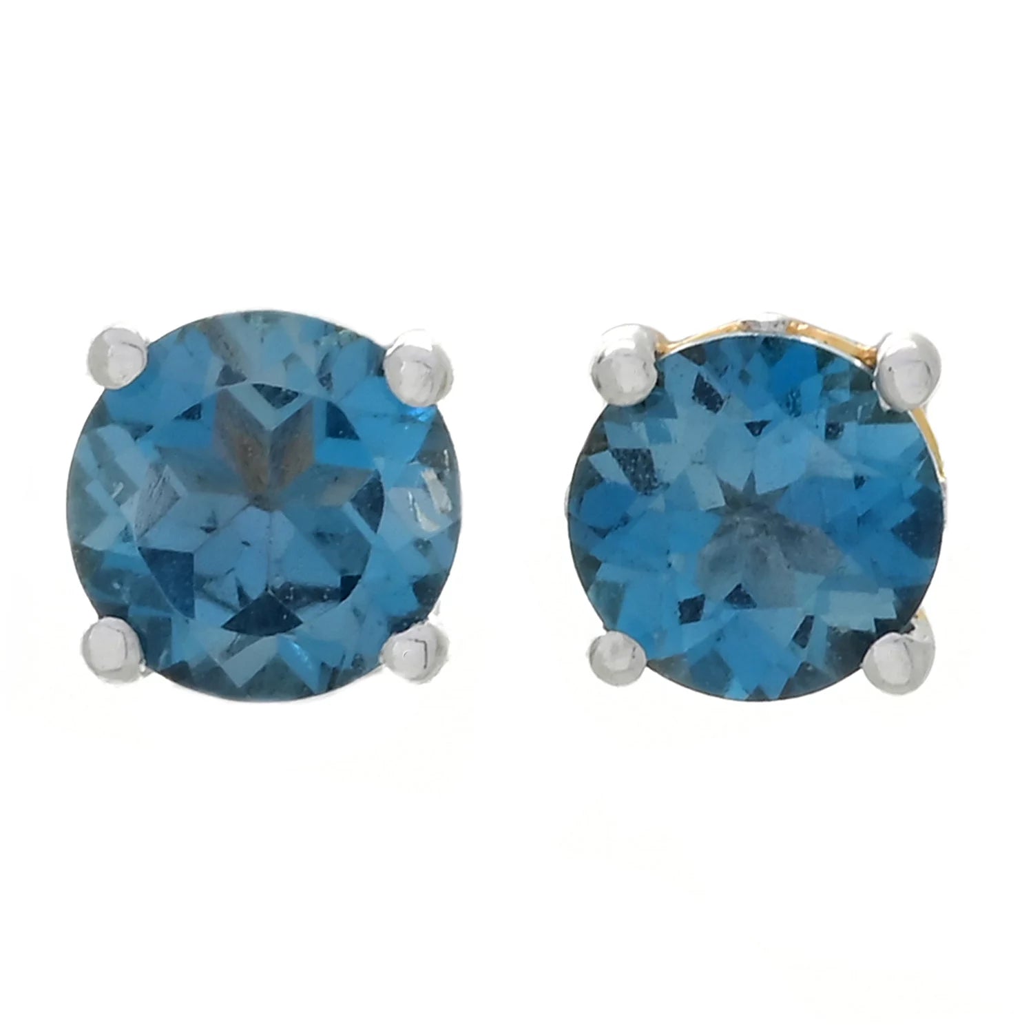 Gems en Vogue 1.20ctw Round London Blue Topaz Stud Earrings