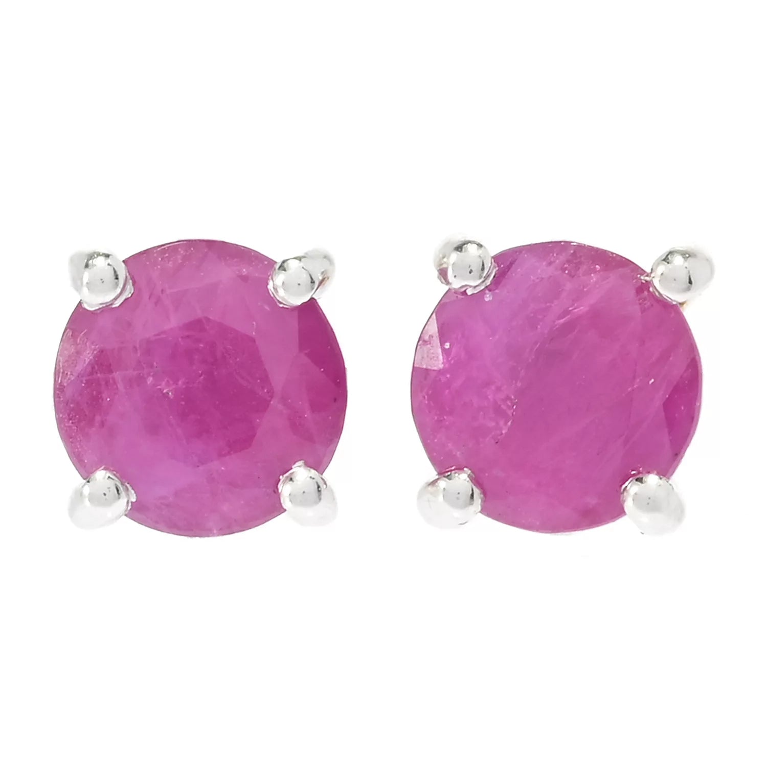 Gems en Vogue 1.32ctw Round Ruby Stud Earrings