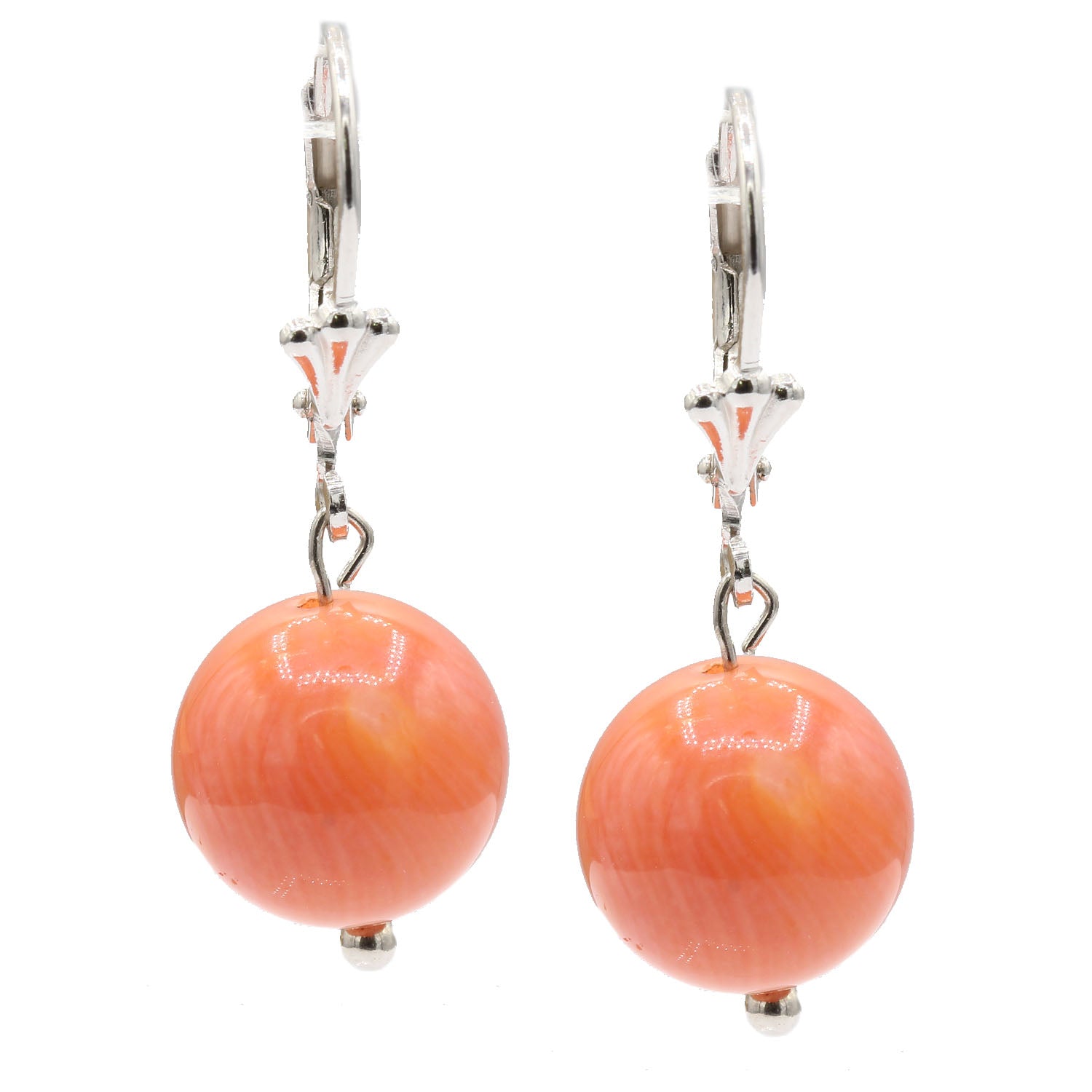Gems en Vogue Choice of Pink or Orange Coral Bead Dangle Earrings