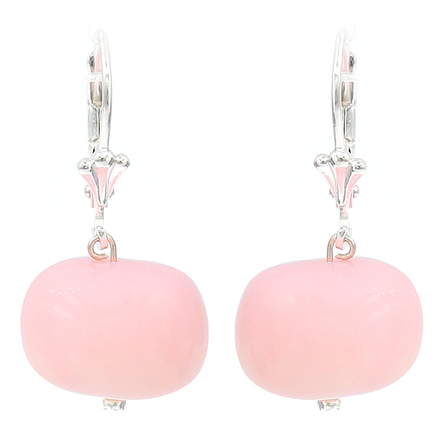 Gems en Vogue Rondelle Pink Opal Drop Earrings