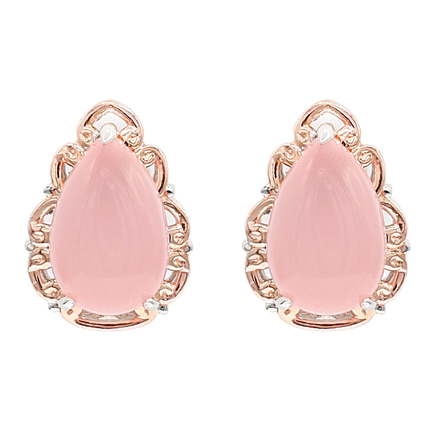 Gems en Vogue Pearshaped Rose Chalcedony Stud Earrings