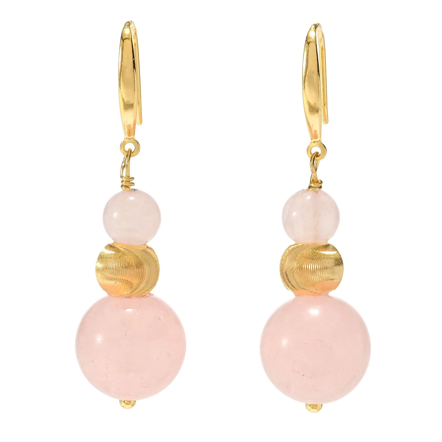 Gems en Vogue Rose Quartz Bead Drop Earrings