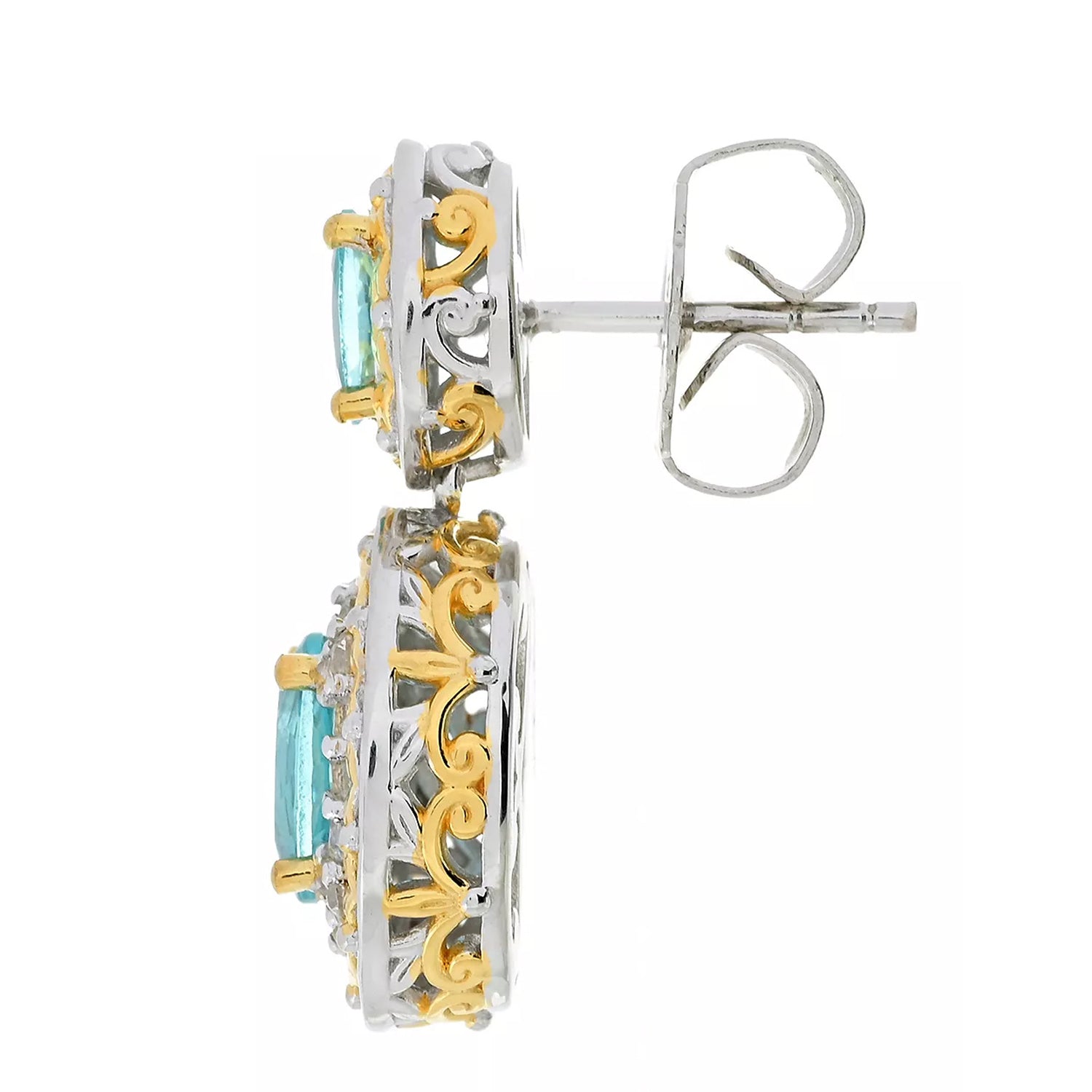 Gems en Vogue 3.40ctw Paraiba Apatite & White Zircon Earrings