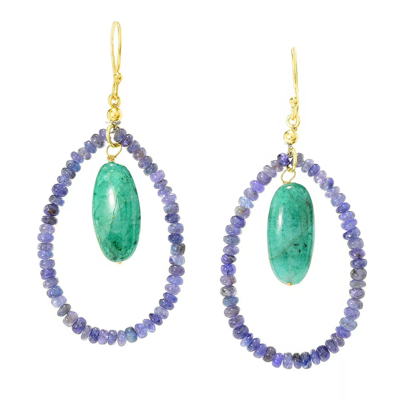 Gems en Vogue Tanzanite & Emerald Drop Earrings