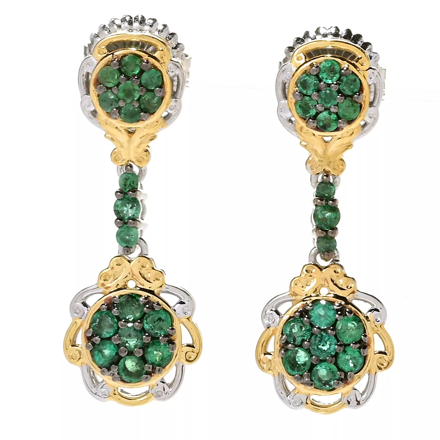 Gems en Vogue 1.16ctw Grizzly Emerald Drop Earrings