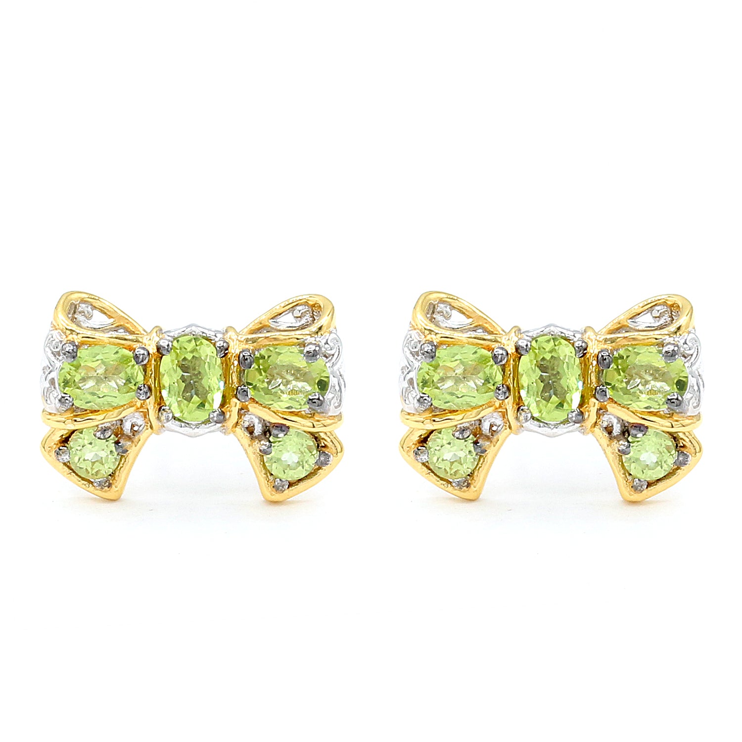 Gems en Vogue 1.38ctw Peridot Bow Tie Earrings
