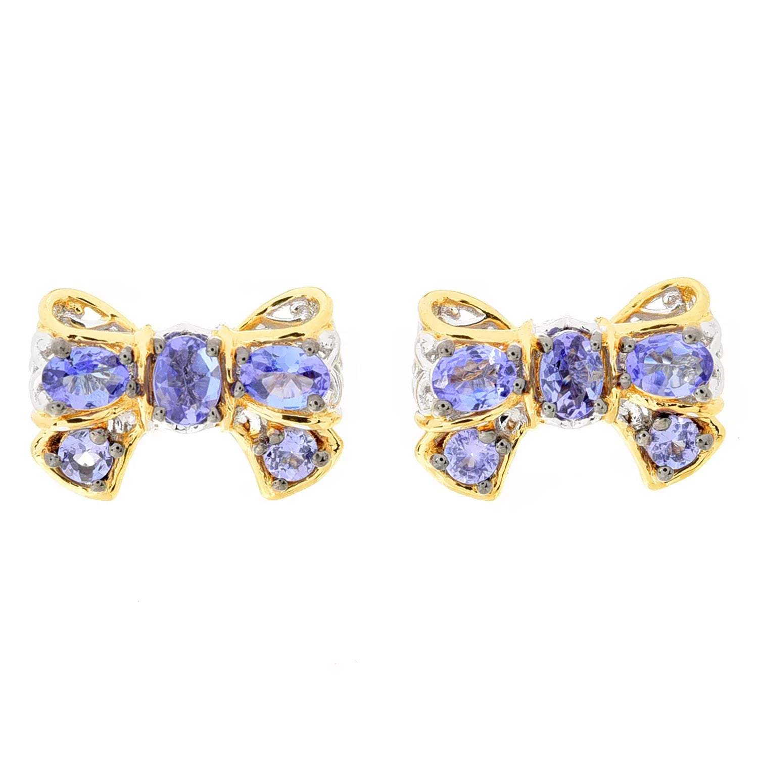 Gems en Vogue 1.33ctw Tanzanite Bow Tie Earrings