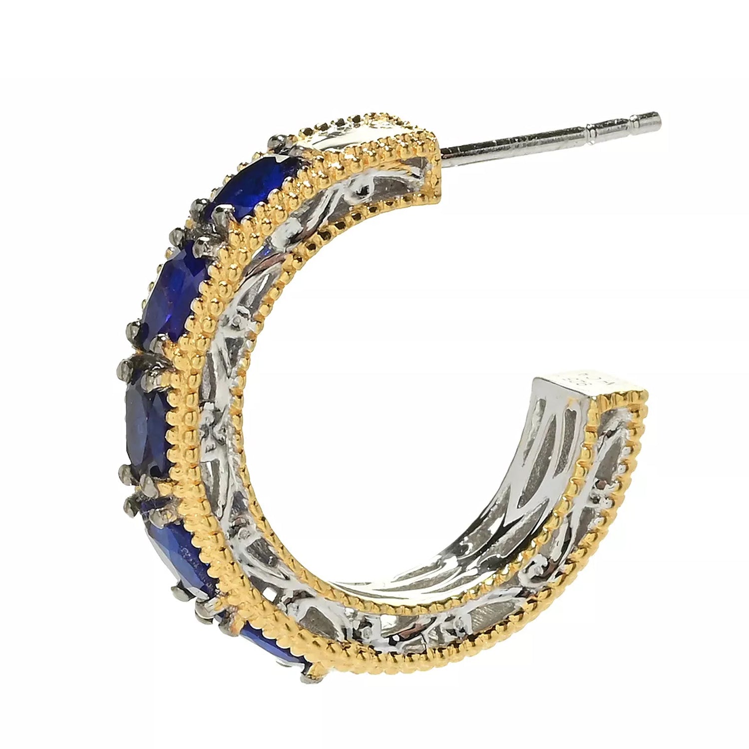 Gems en Vogue 2.70ctw Cobalt Blue Spinel Hoop Earrings