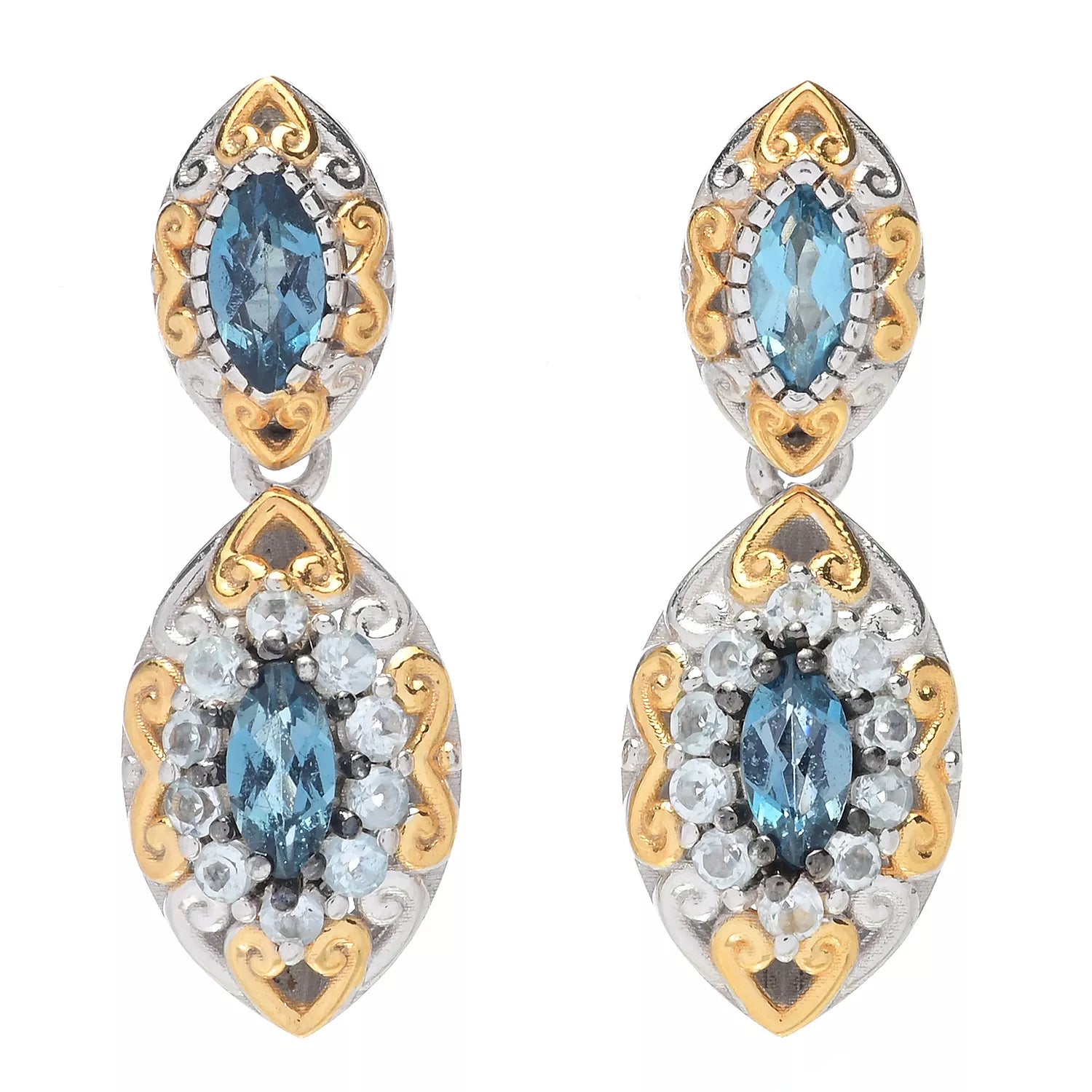 Gems en Vogue 1.08ctw London Blue Topaz Drop Earrings