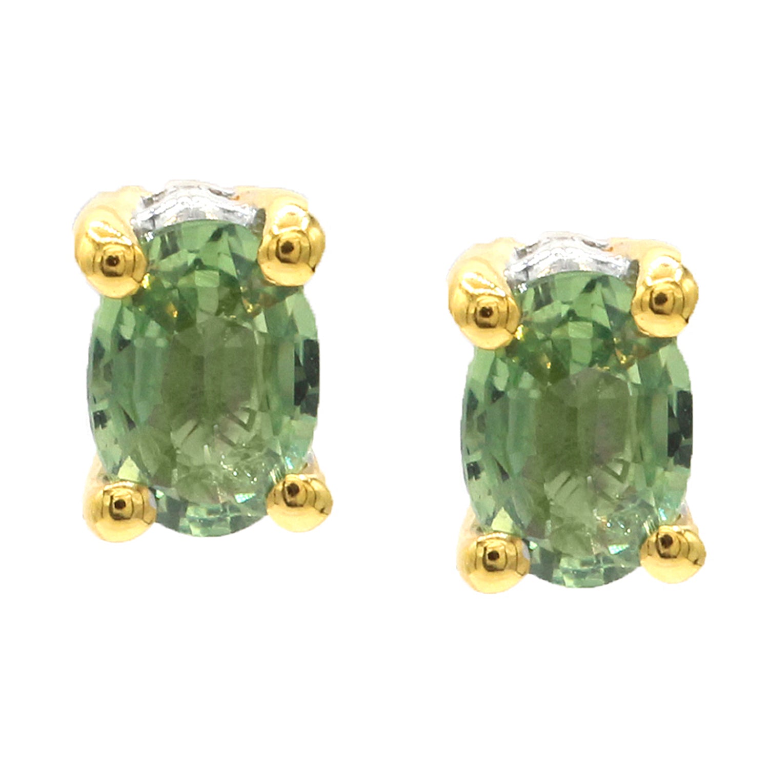 Gems en Vogue 1.40ctw Green Sapphire Stud Earrings