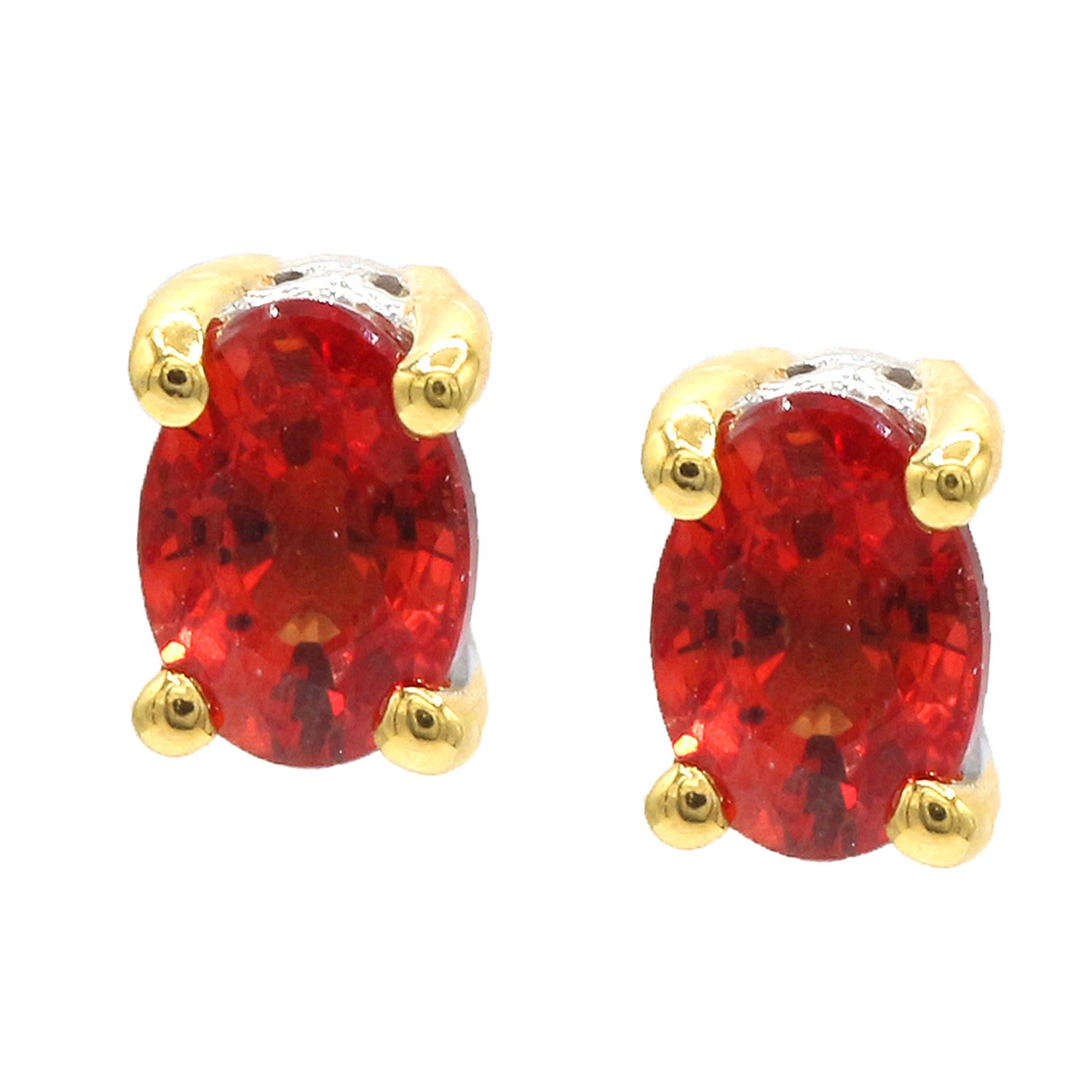 Gems en Vogue 1.40ctw Orange Sapphire Stud Earrings