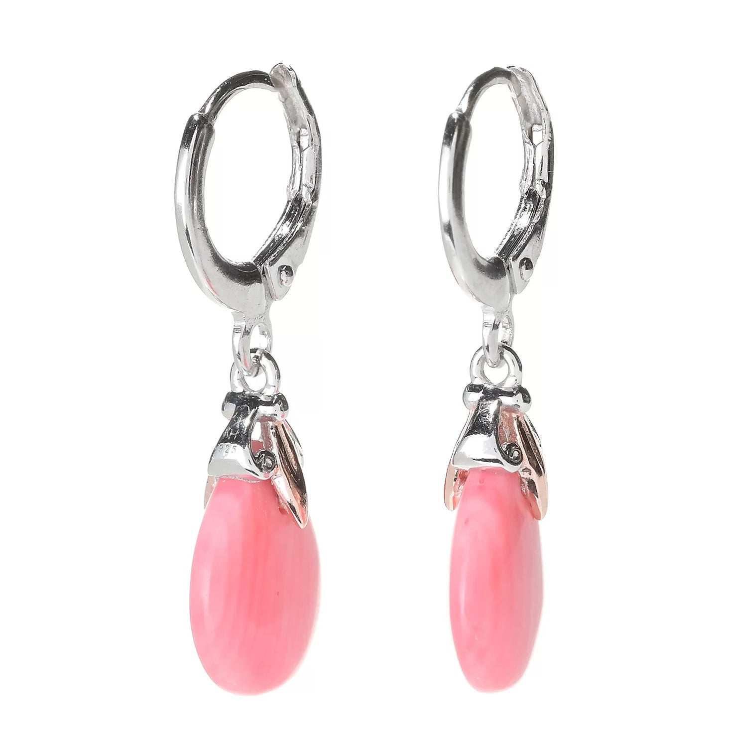 Gems en Vogue Pink Coral Drop Earrings