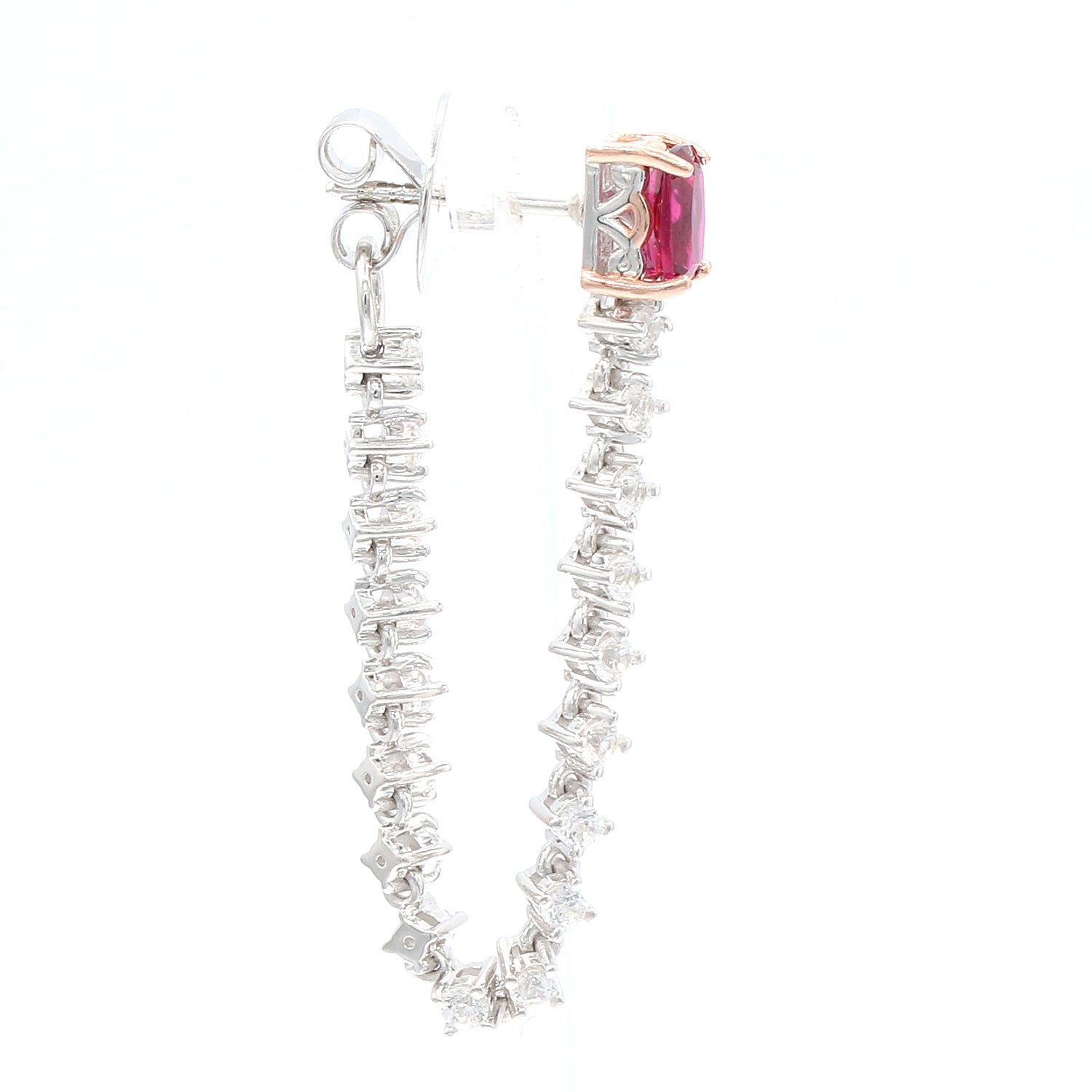 Gems en Vogue 3.36ctw Rubellite & White Zircon Drop Earrings