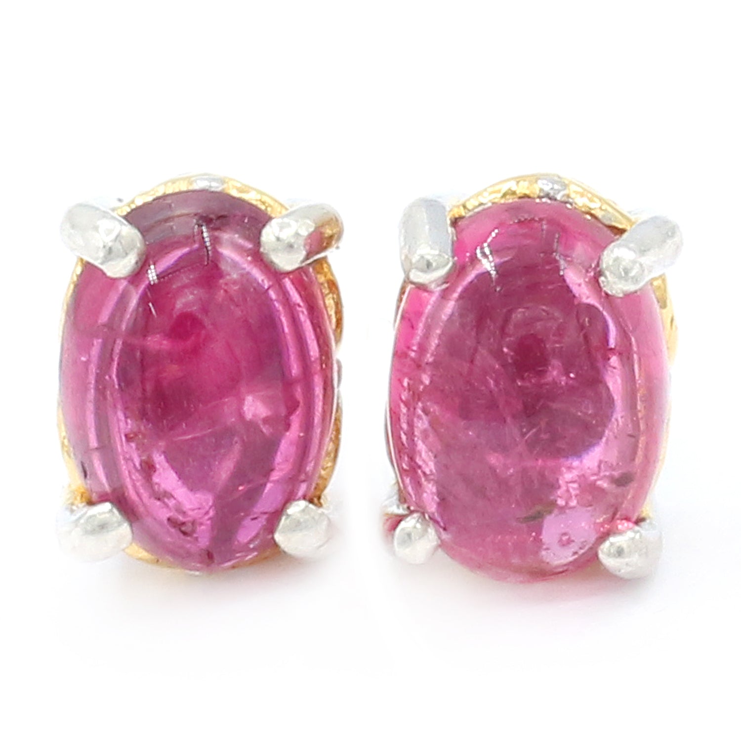 Gems en Vogue Pink Tourmaline Cabochon Stud Earrings